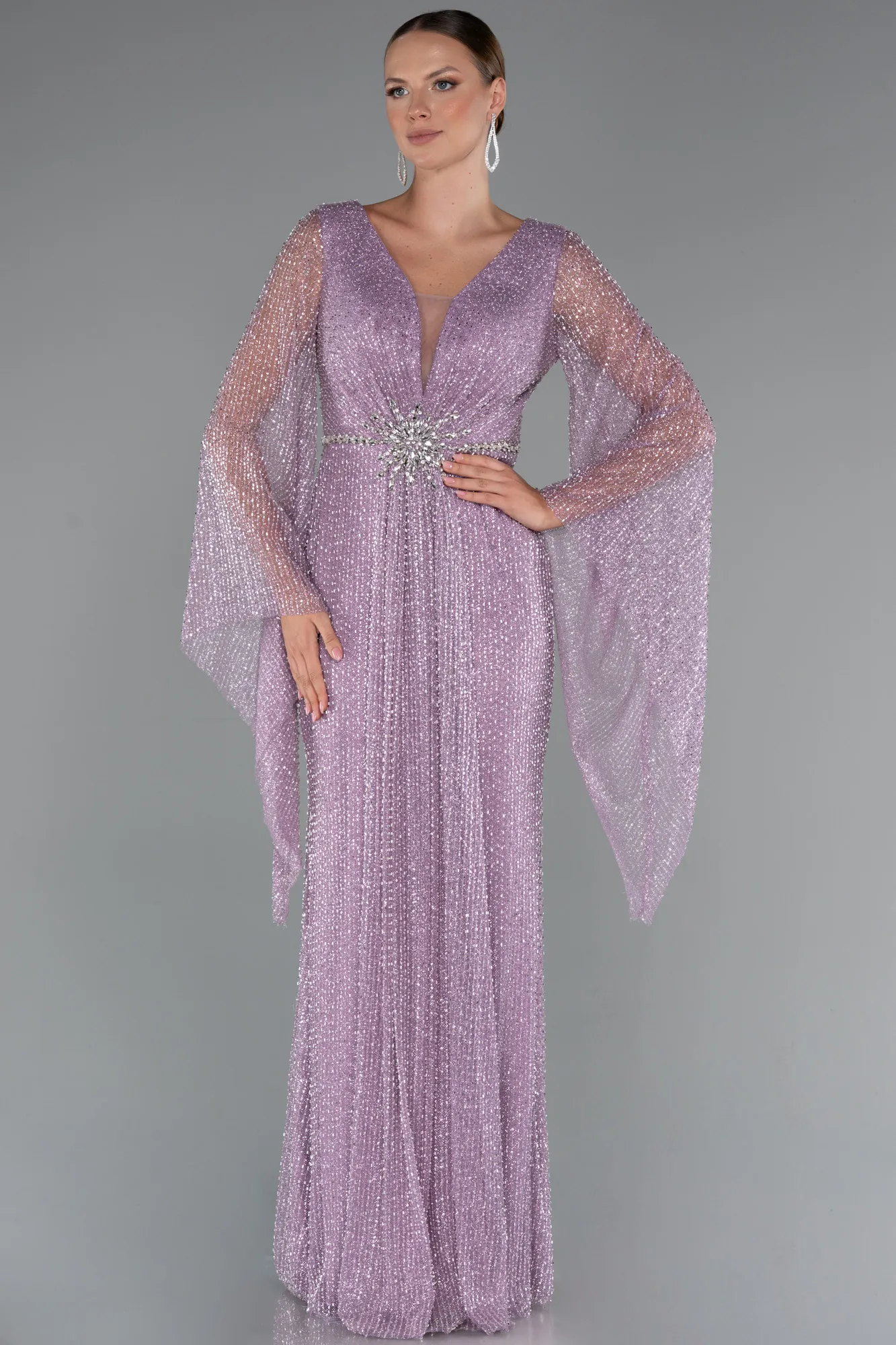 Lavender-Long Beaded Evening Dress ABU5230