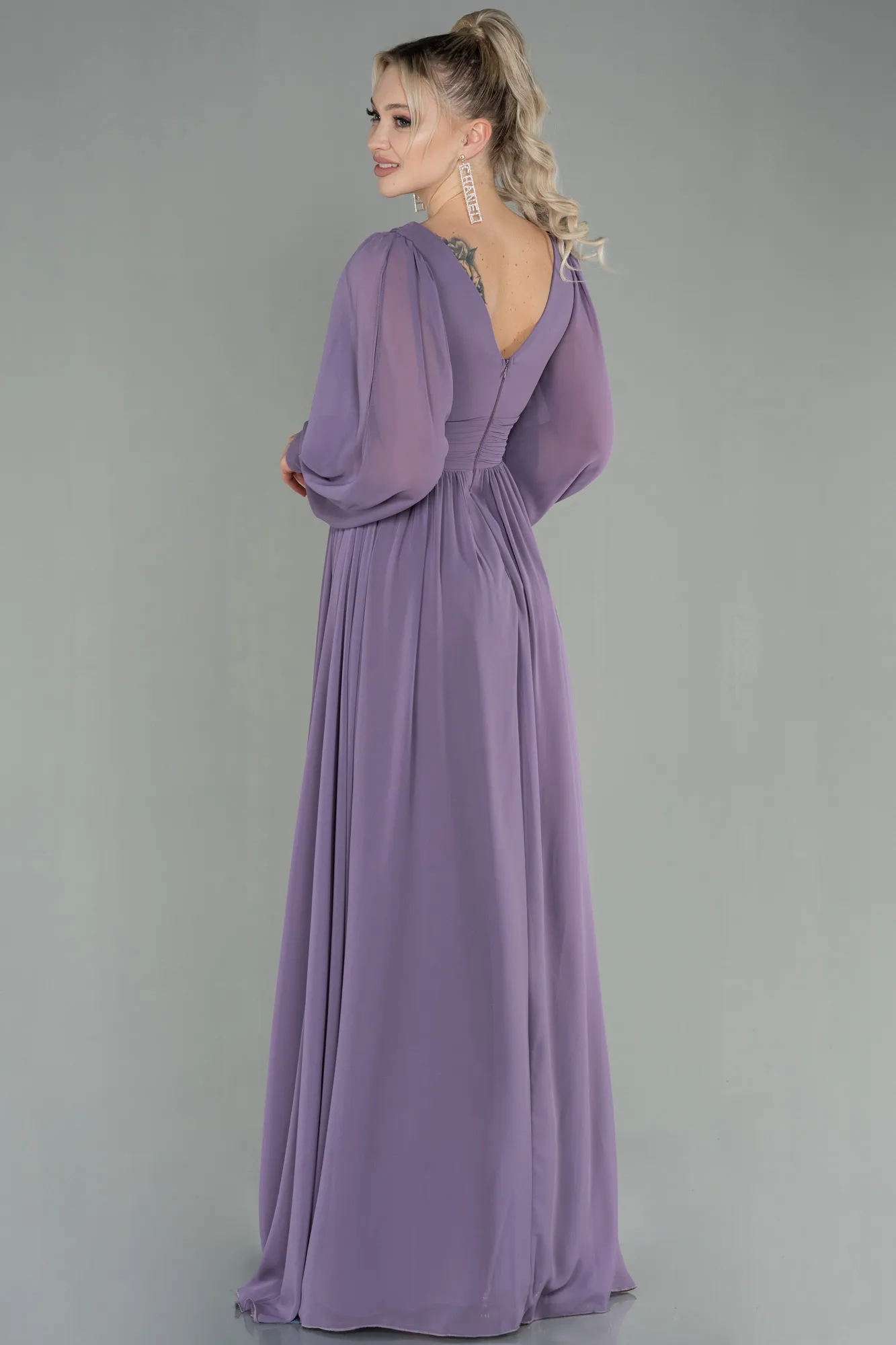 Lavender-Long Chiffon Evening Dress ABU1702