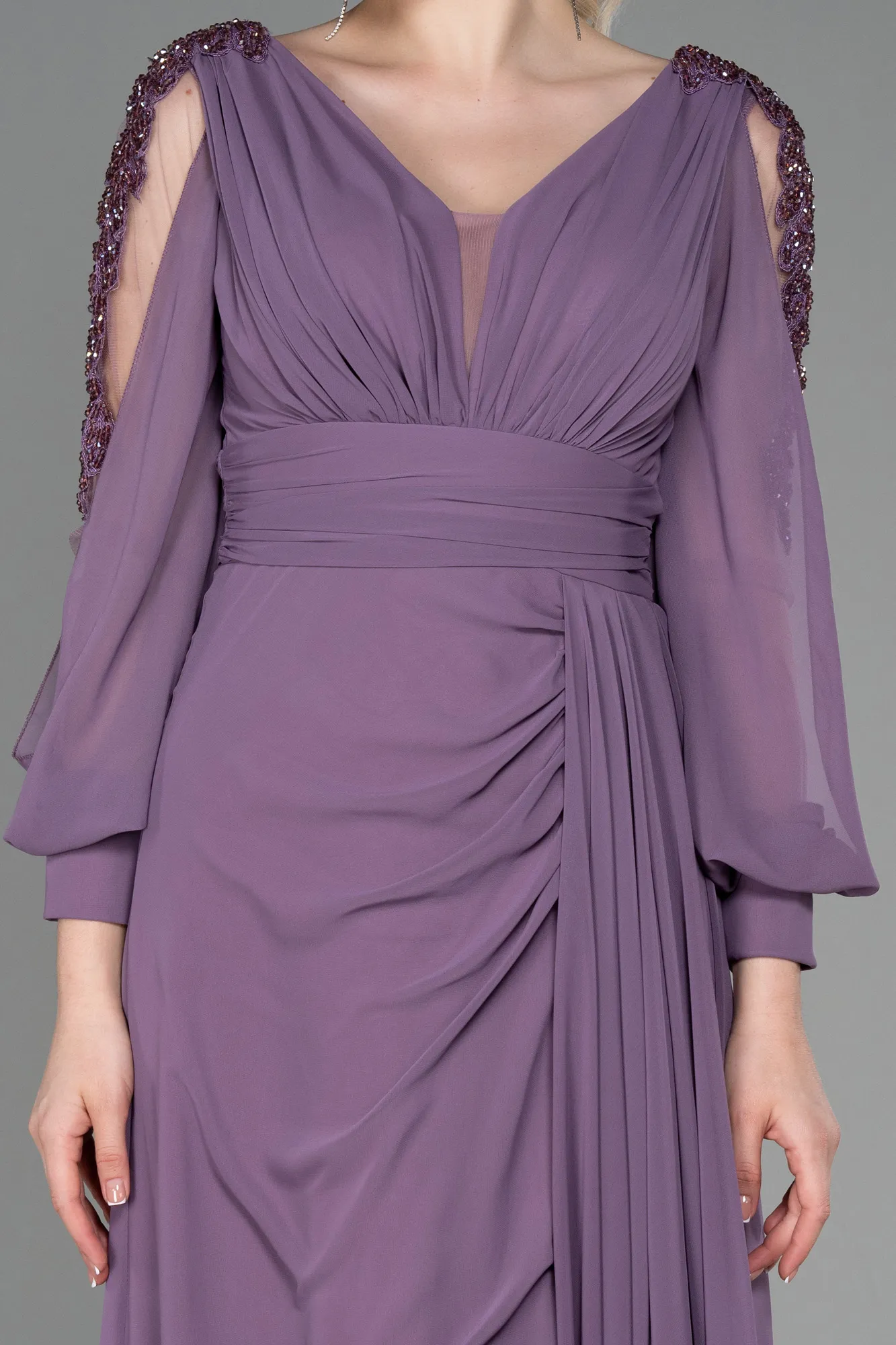 Lavender-Long Chiffon Evening Dress ABU3220