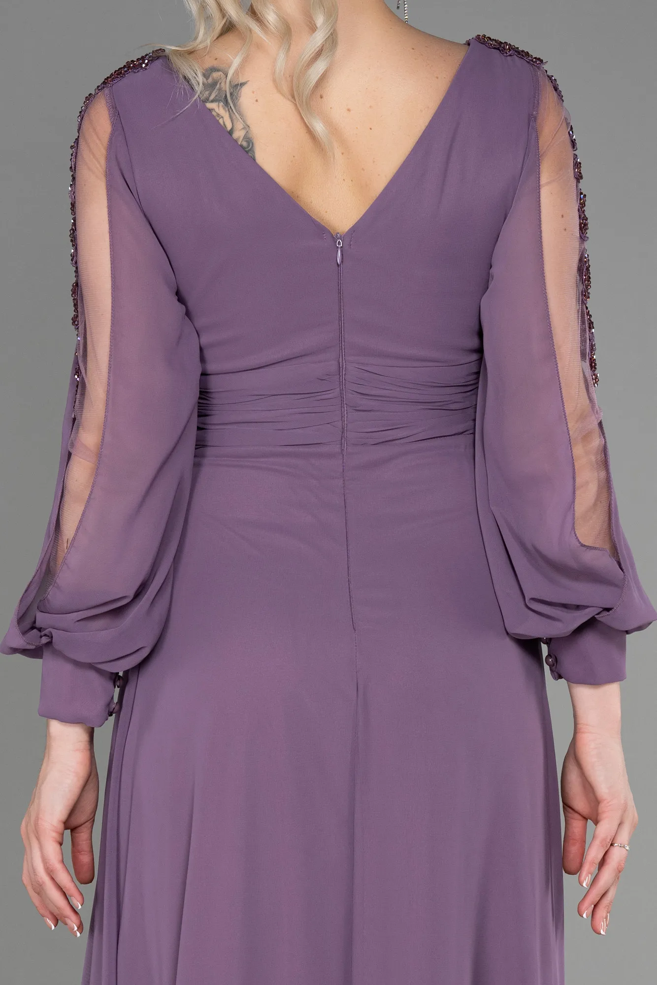 Lavender-Long Chiffon Evening Dress ABU3220