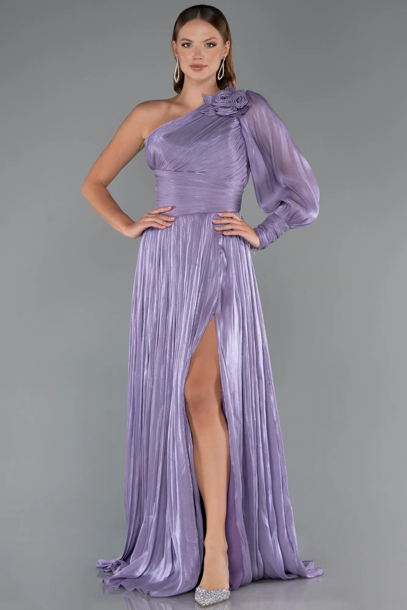 Lavender-Long Chiffon Evening Dress ABU5489