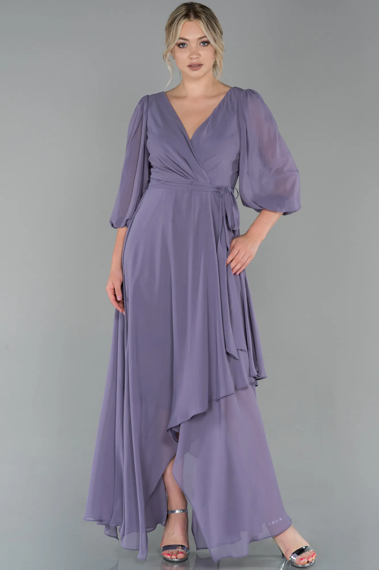 Lavender-Long Chiffon Invitation Dress ABU1729
