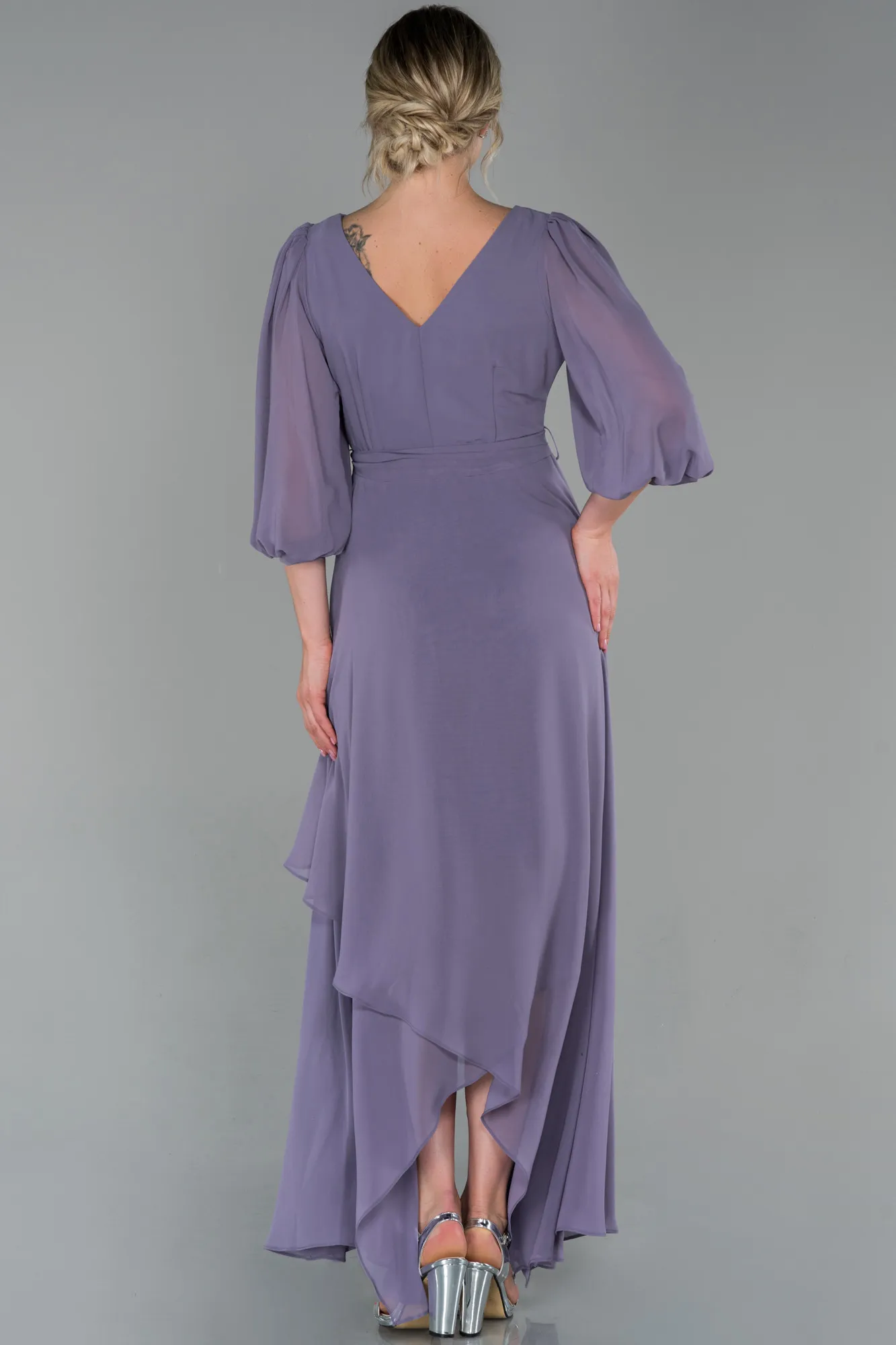 Lavender-Long Chiffon Invitation Dress ABU1729