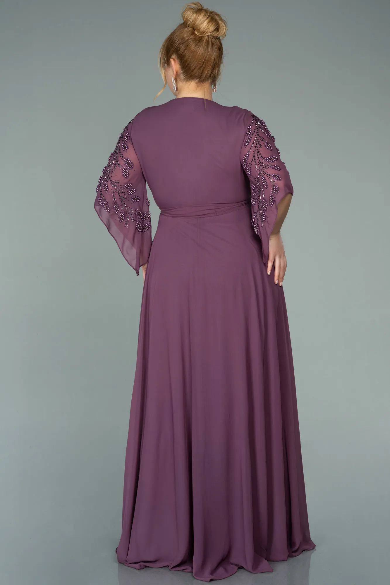 Lavender-Long Chiffon Plus Size Evening Dress ABU2071