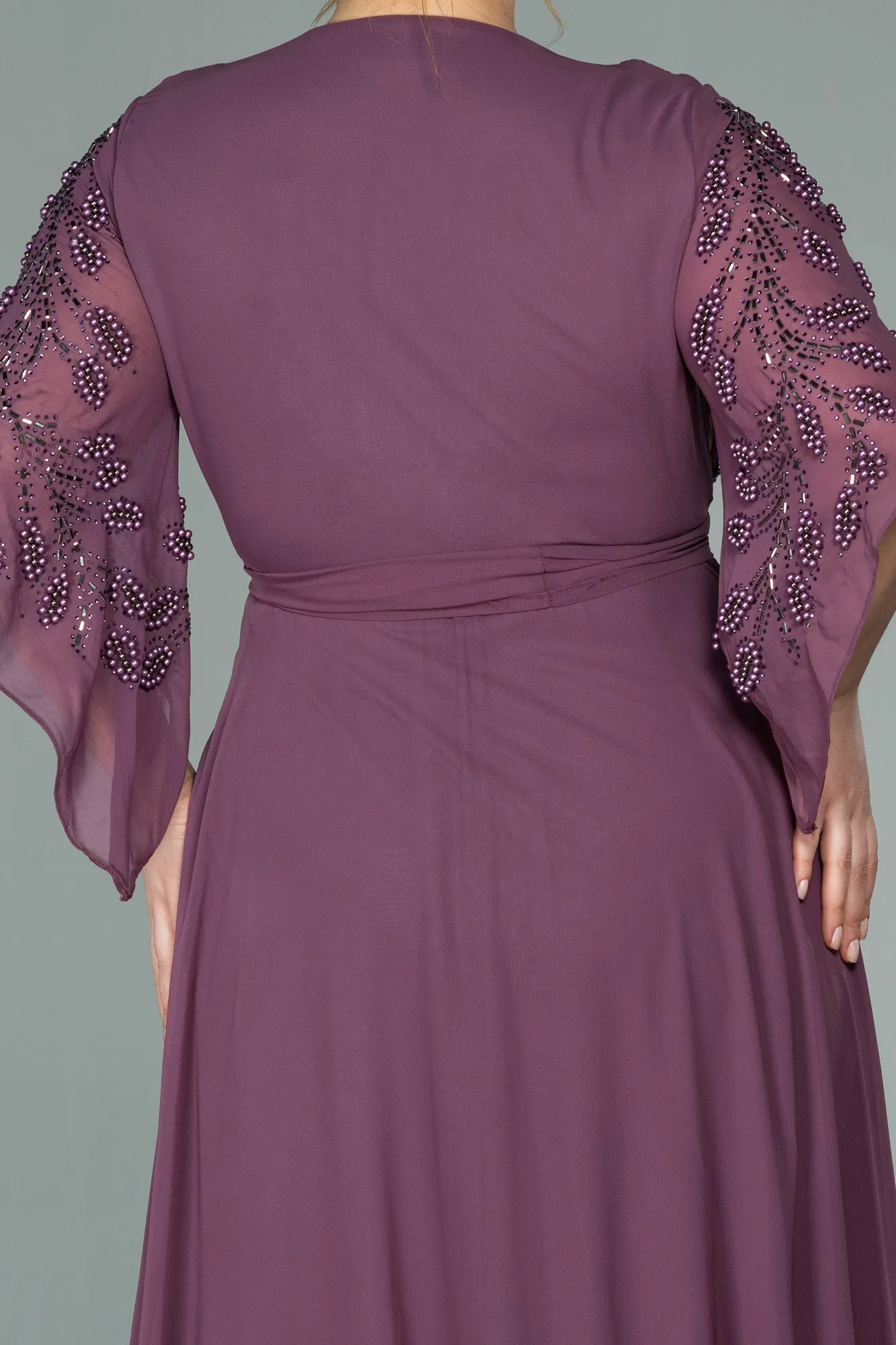 Lavender-Long Chiffon Plus Size Evening Dress ABU2071