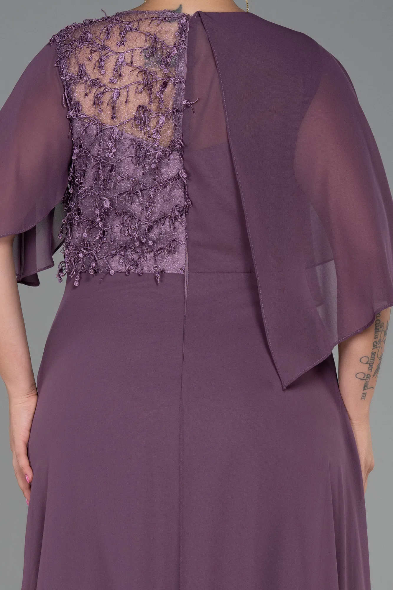 Lavender-Long Chiffon Plus Size Evening Dress ABU3257