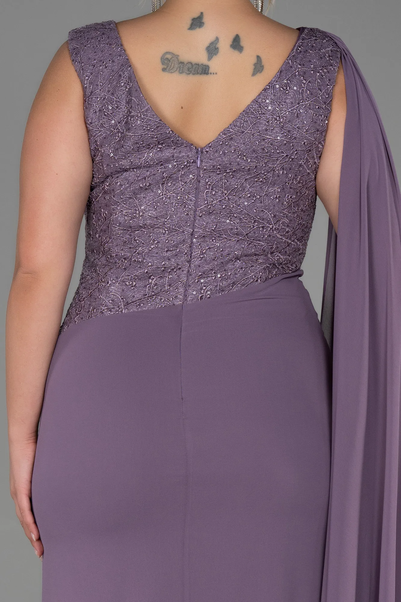 Lavender-Long Chiffon Plus Size Evening Dress ABU3288