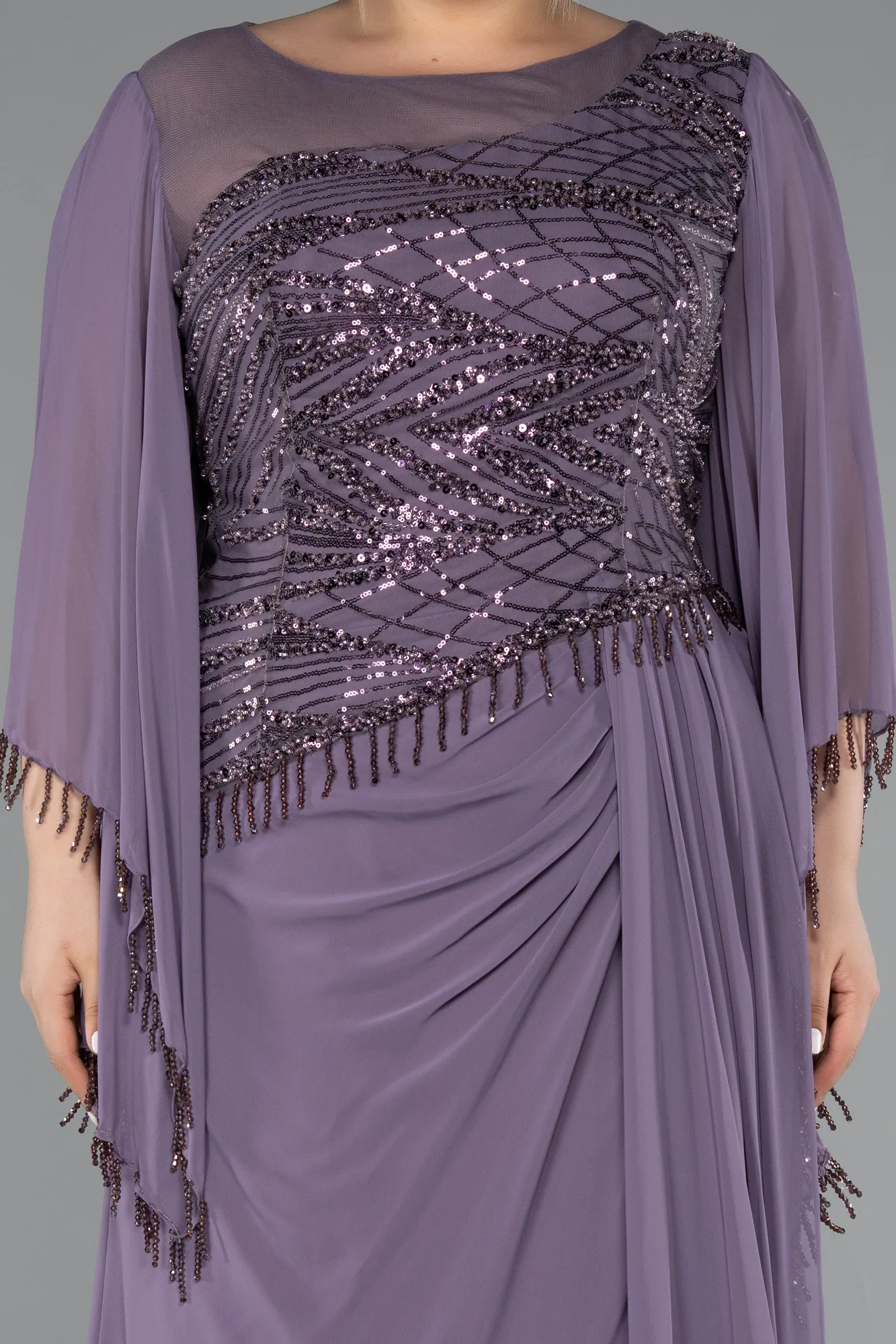 Lavender-Long Chiffon Plus Size Evening Gown ABU5093
