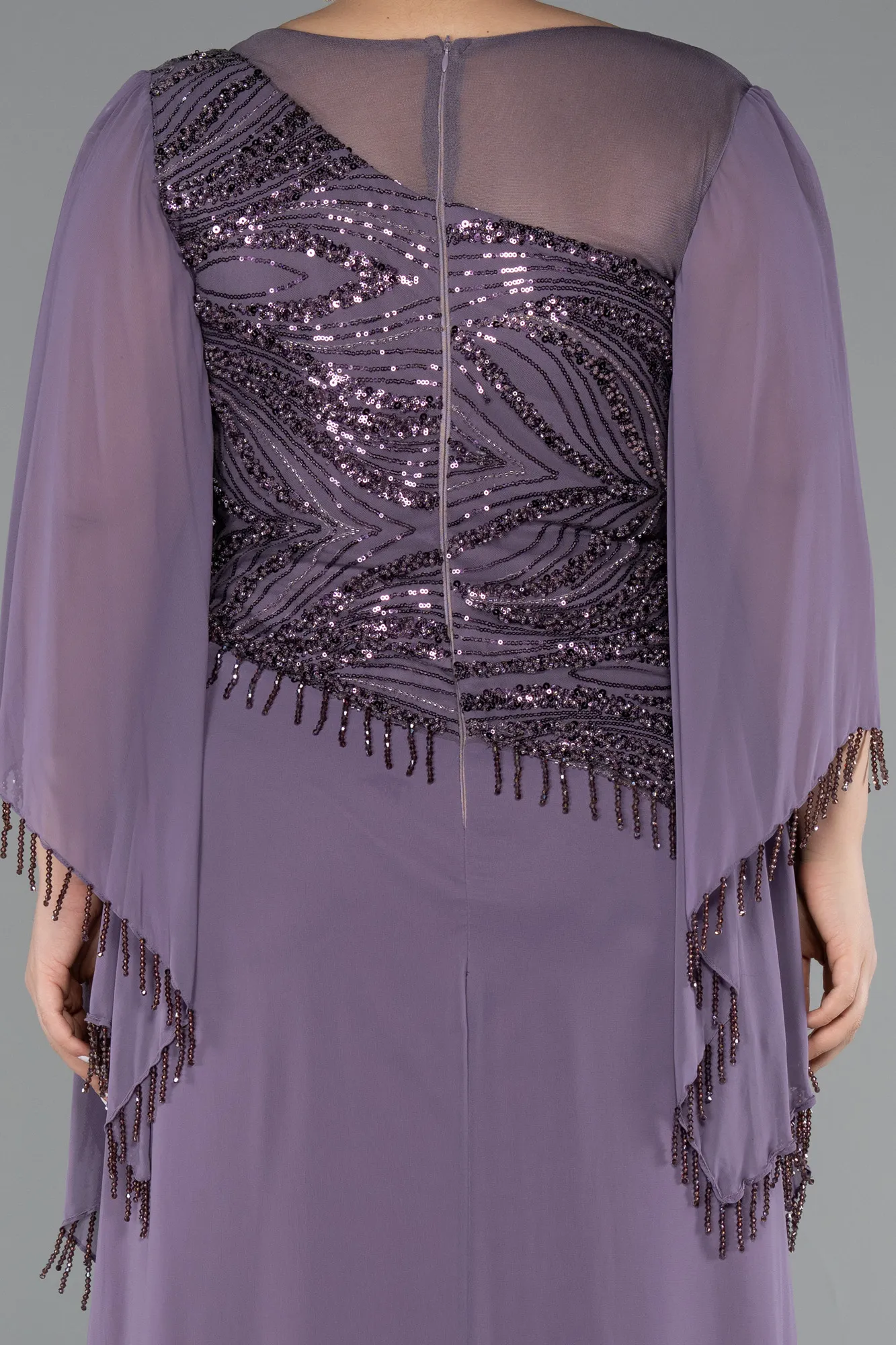 Lavender-Long Chiffon Plus Size Evening Gown ABU5093