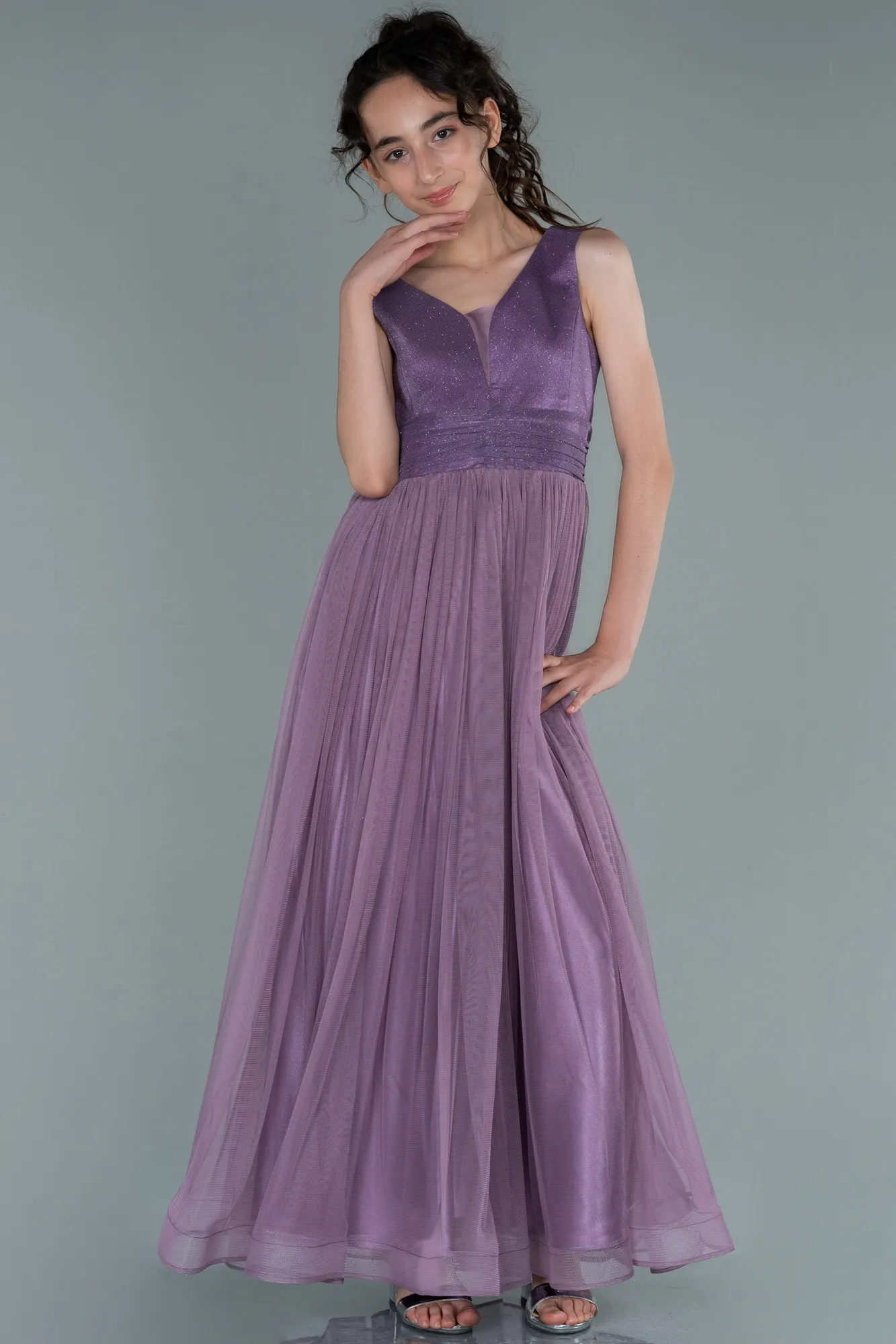 Lavender-Long Girl Dress ABU2447