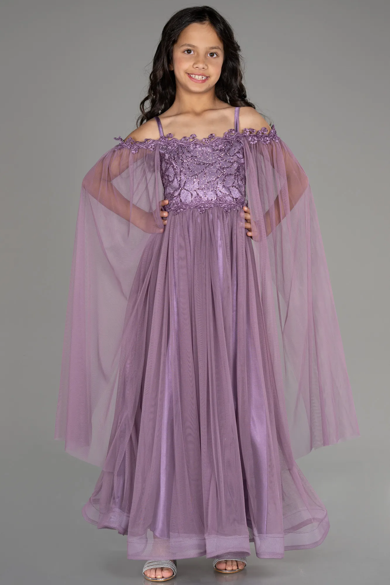 Lavender-Long Girl Dress ABU3029