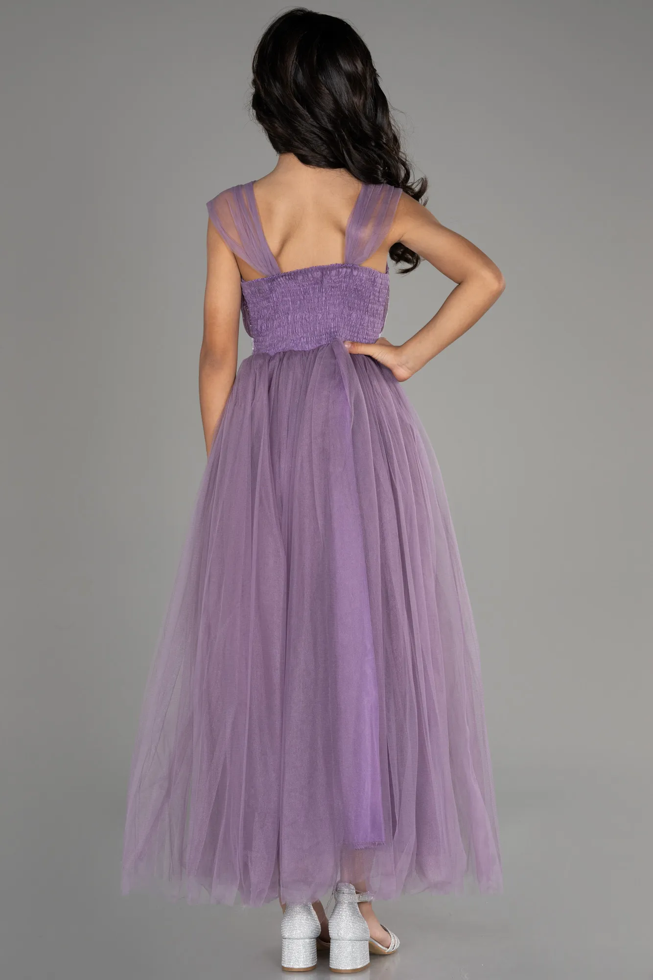 Lavender-Long Girl Dress ABU3566