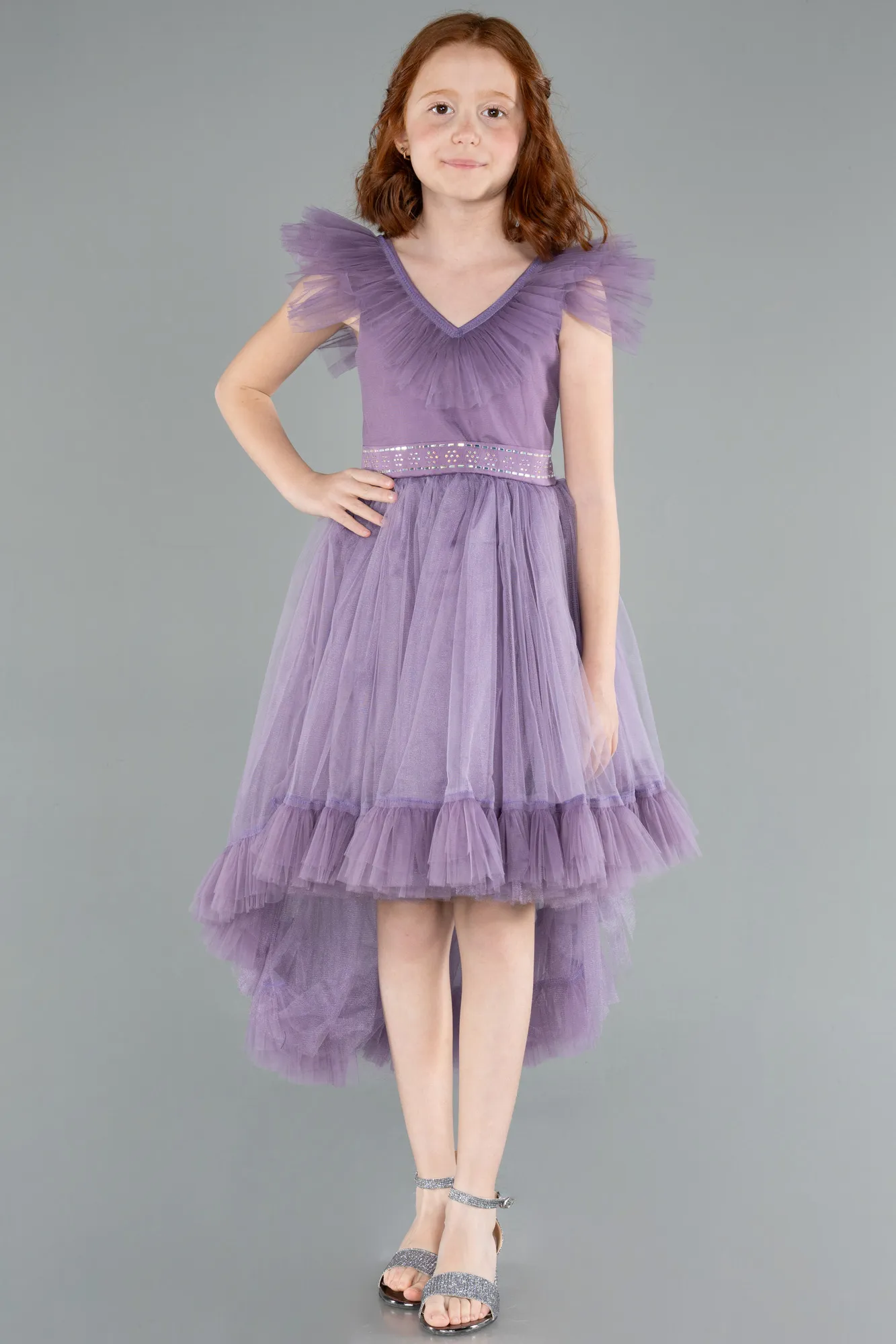 Lavender-Long Girl Dress ABU4239