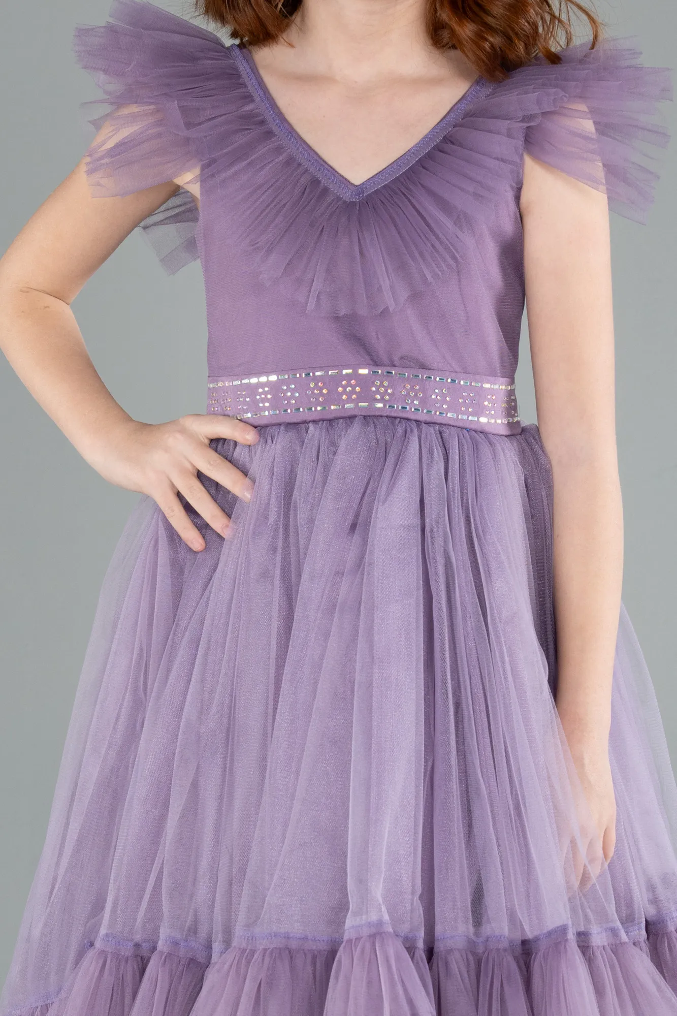 Lavender-Long Girl Dress ABU4239