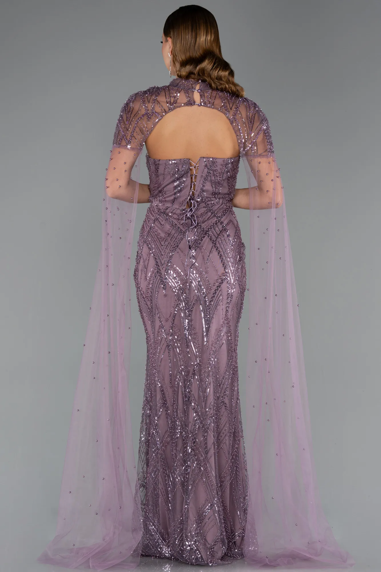 Lavender-Long Plus Size Evening Gown ABU5487