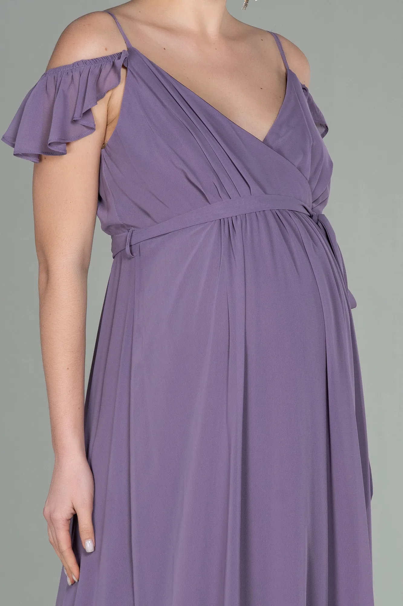 Lavender-Long Pregnancy Evening Dress ABU756