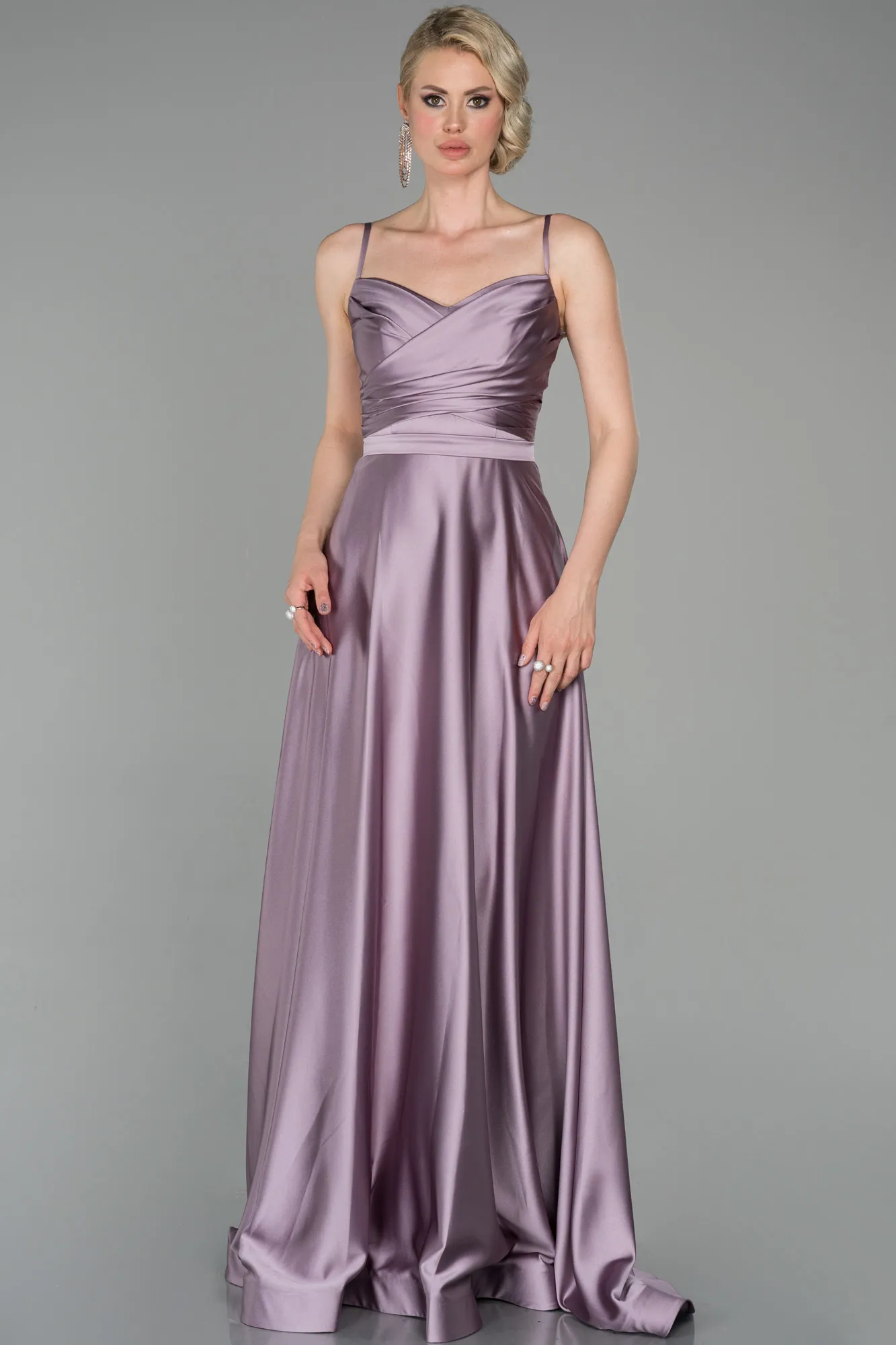 Lavender-Long Satin Evening Dress ABU1601