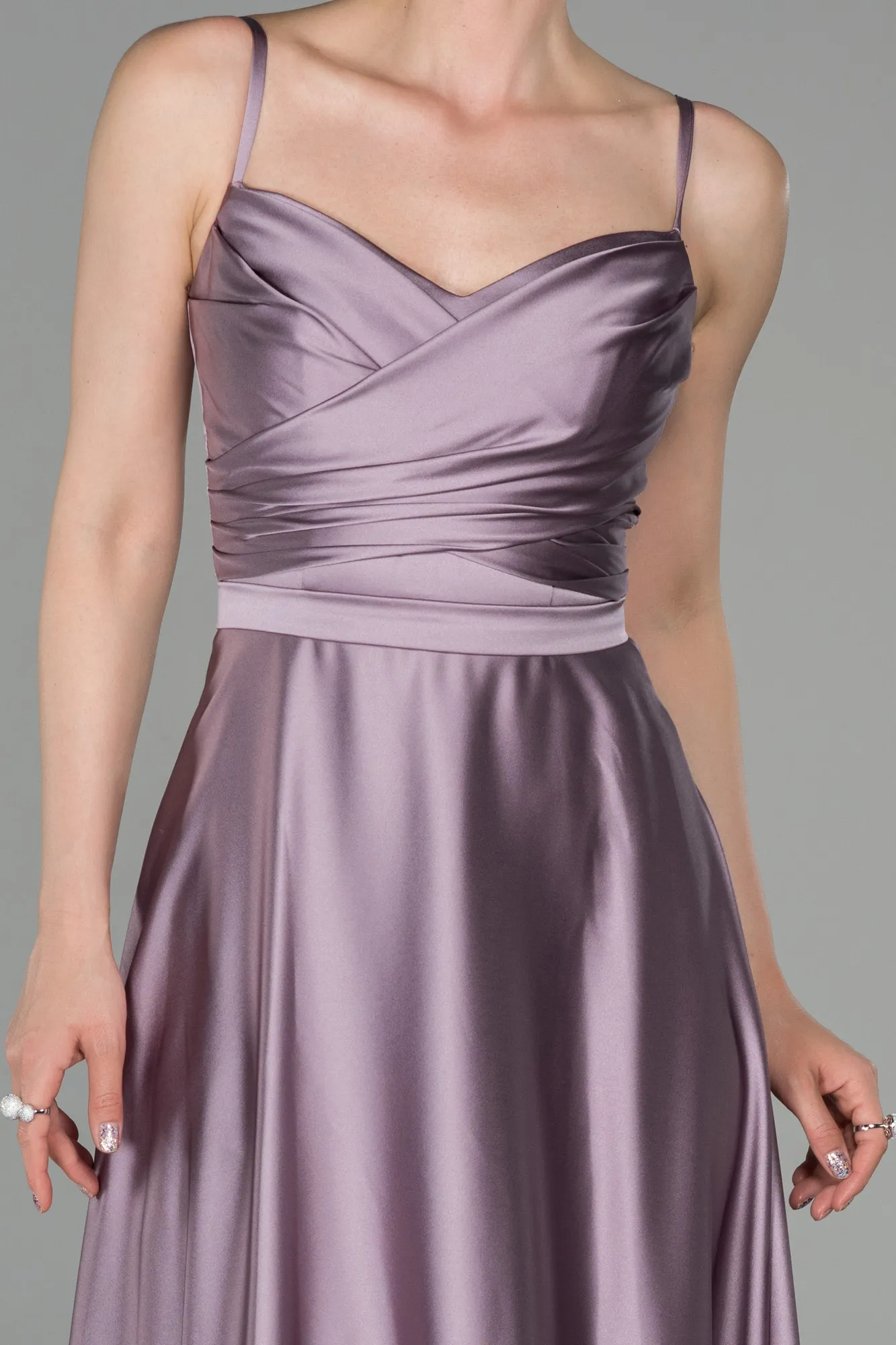 Lavender-Long Satin Evening Dress ABU1601