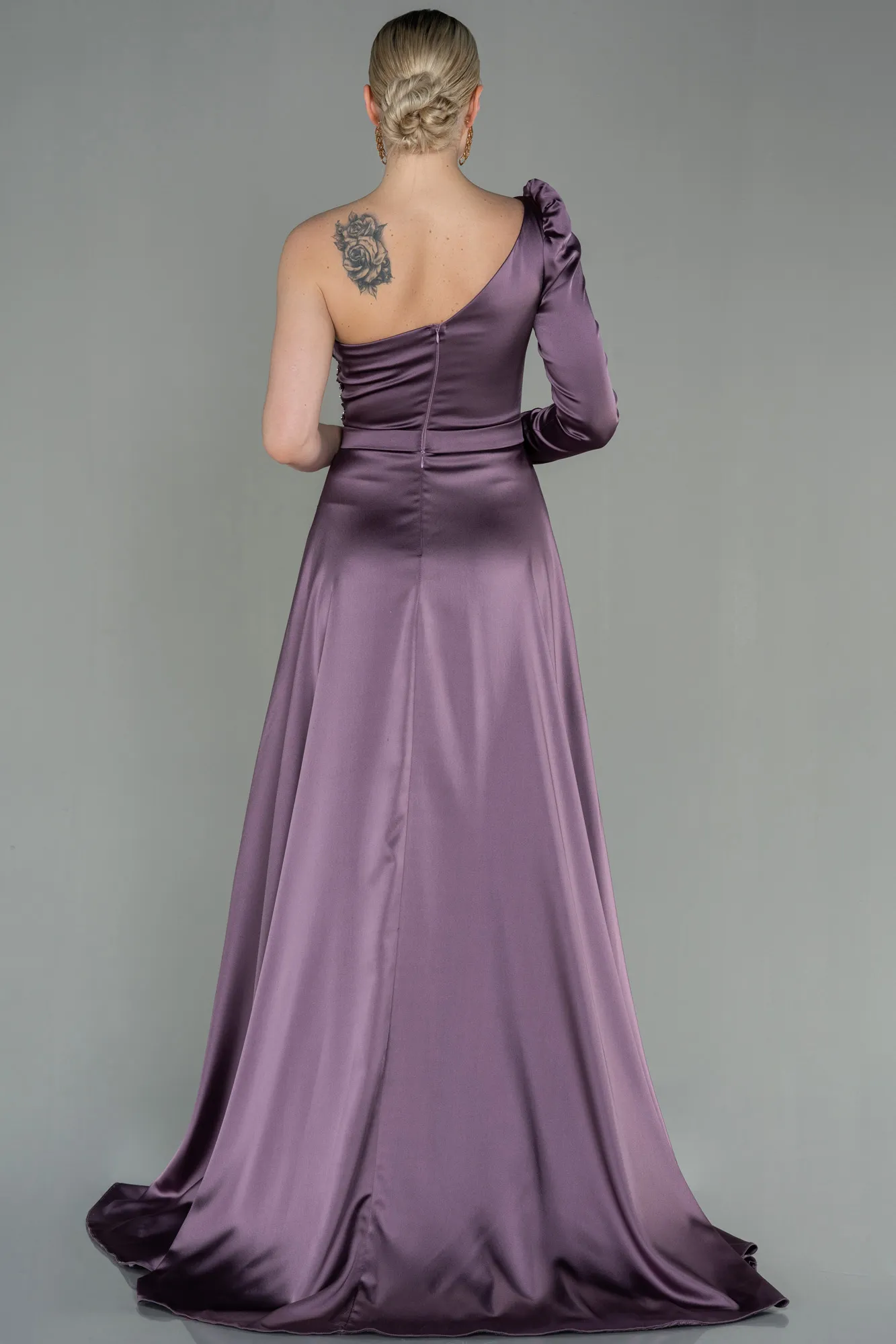Lavender-Long Satin Evening Dress ABU2610