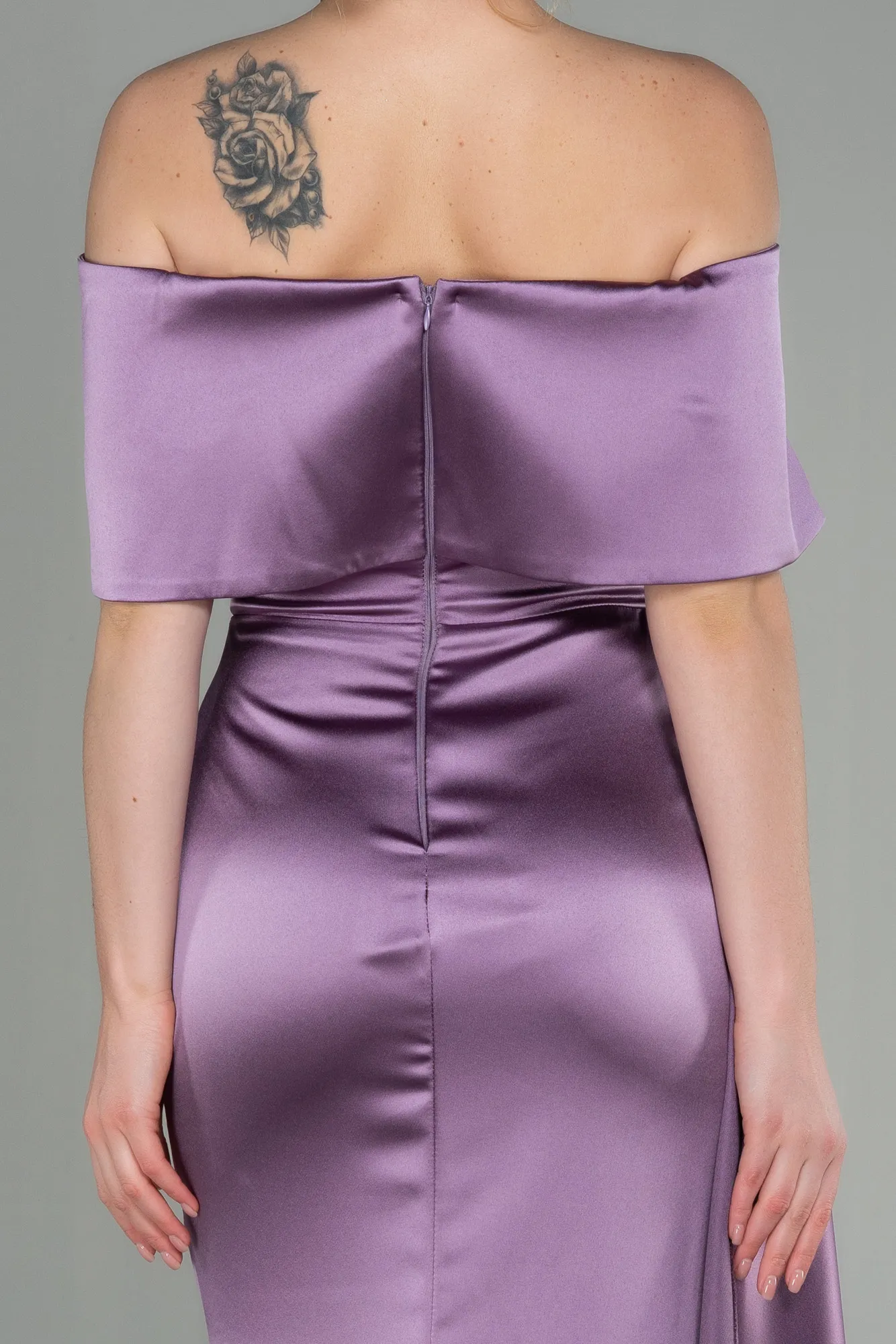 Lavender-Long Satin Evening Dress ABU2893