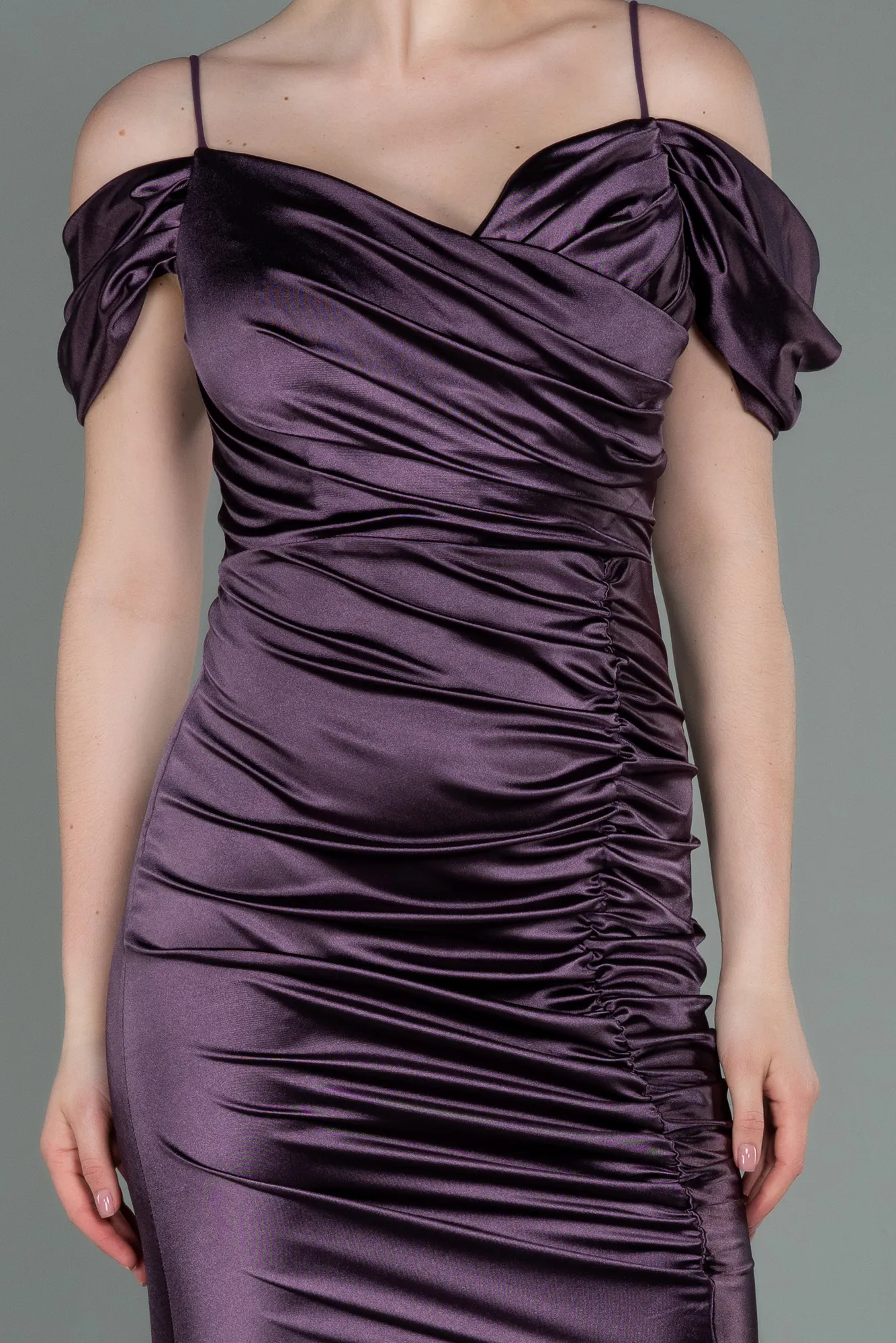 Lavender-Long Satin Evening Dress ABU3139