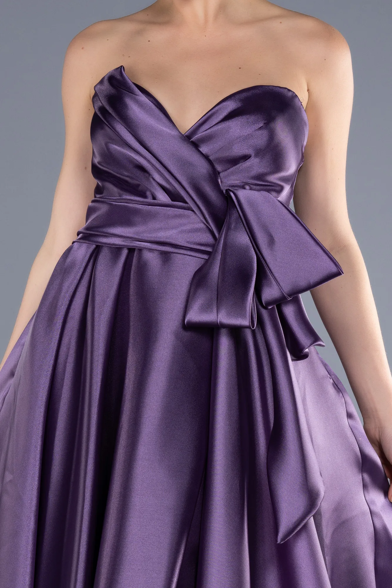 Lavender-Long Satin Evening Dress ABU3674