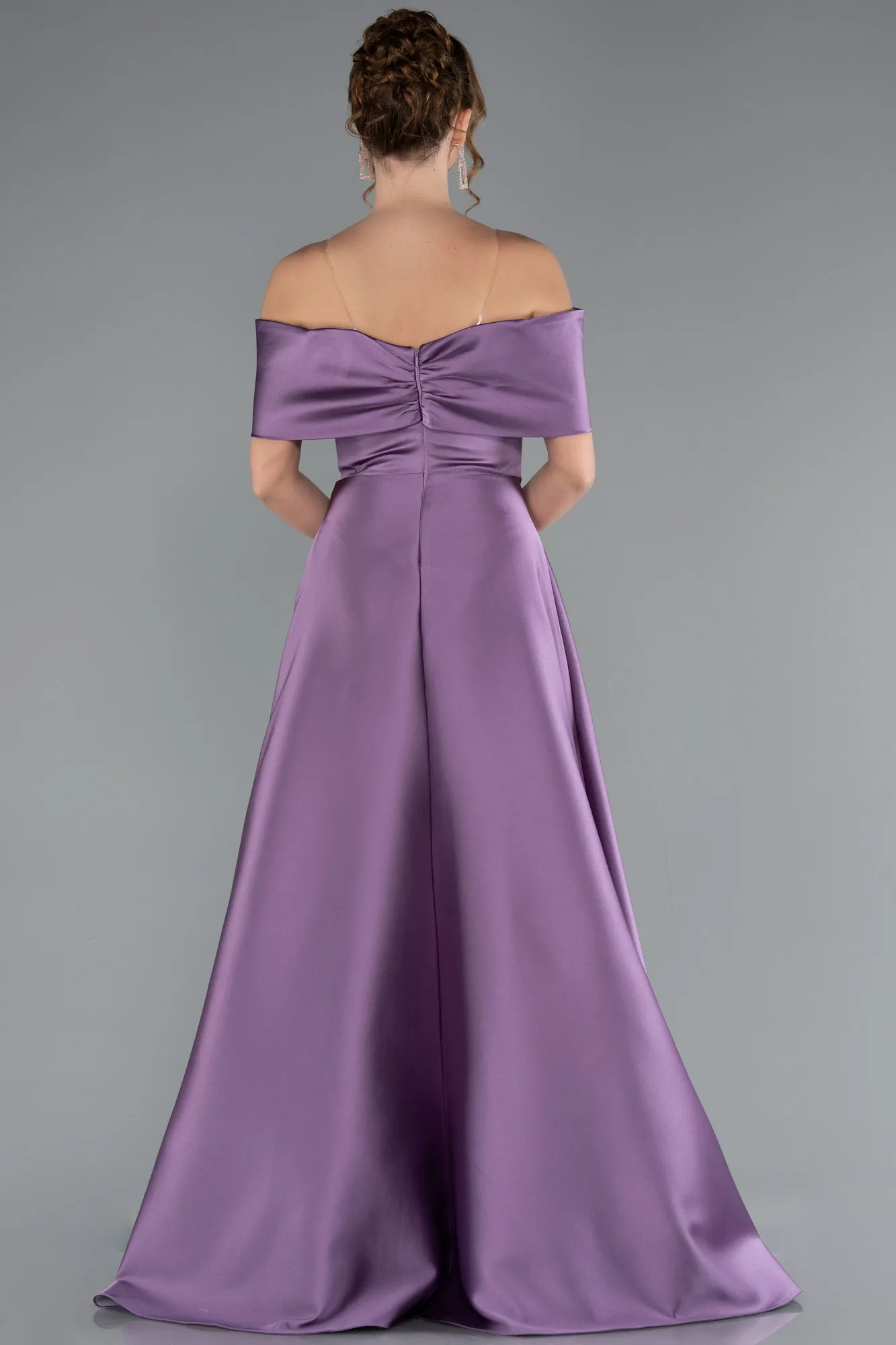 Lavender-Long Satin Evening Dress ABU5020