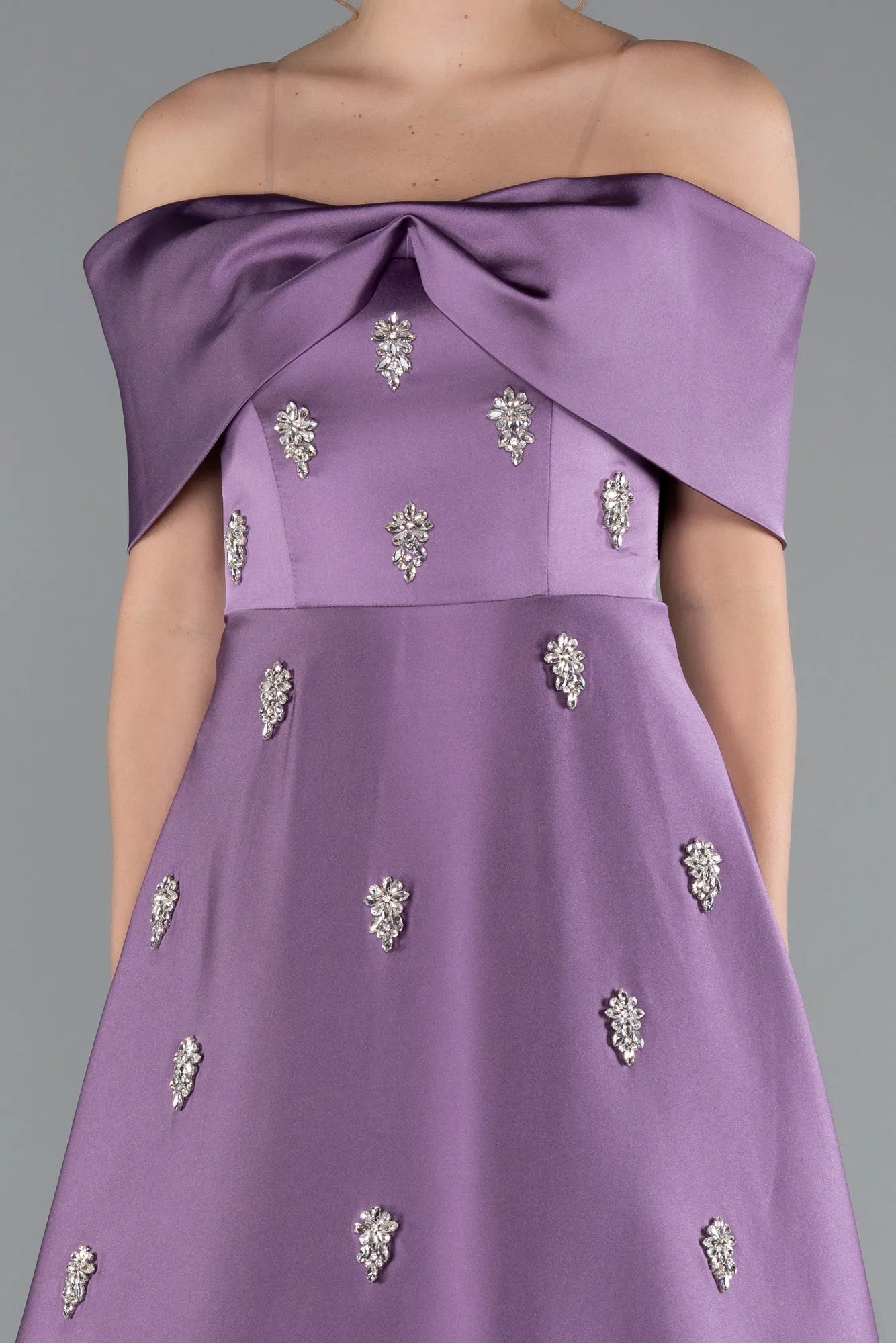 Lavender-Long Satin Evening Dress ABU5020