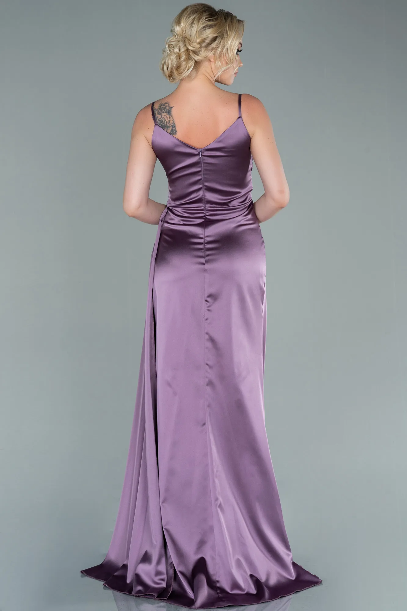 Lavender-Long Satin Prom Gown ABU2273