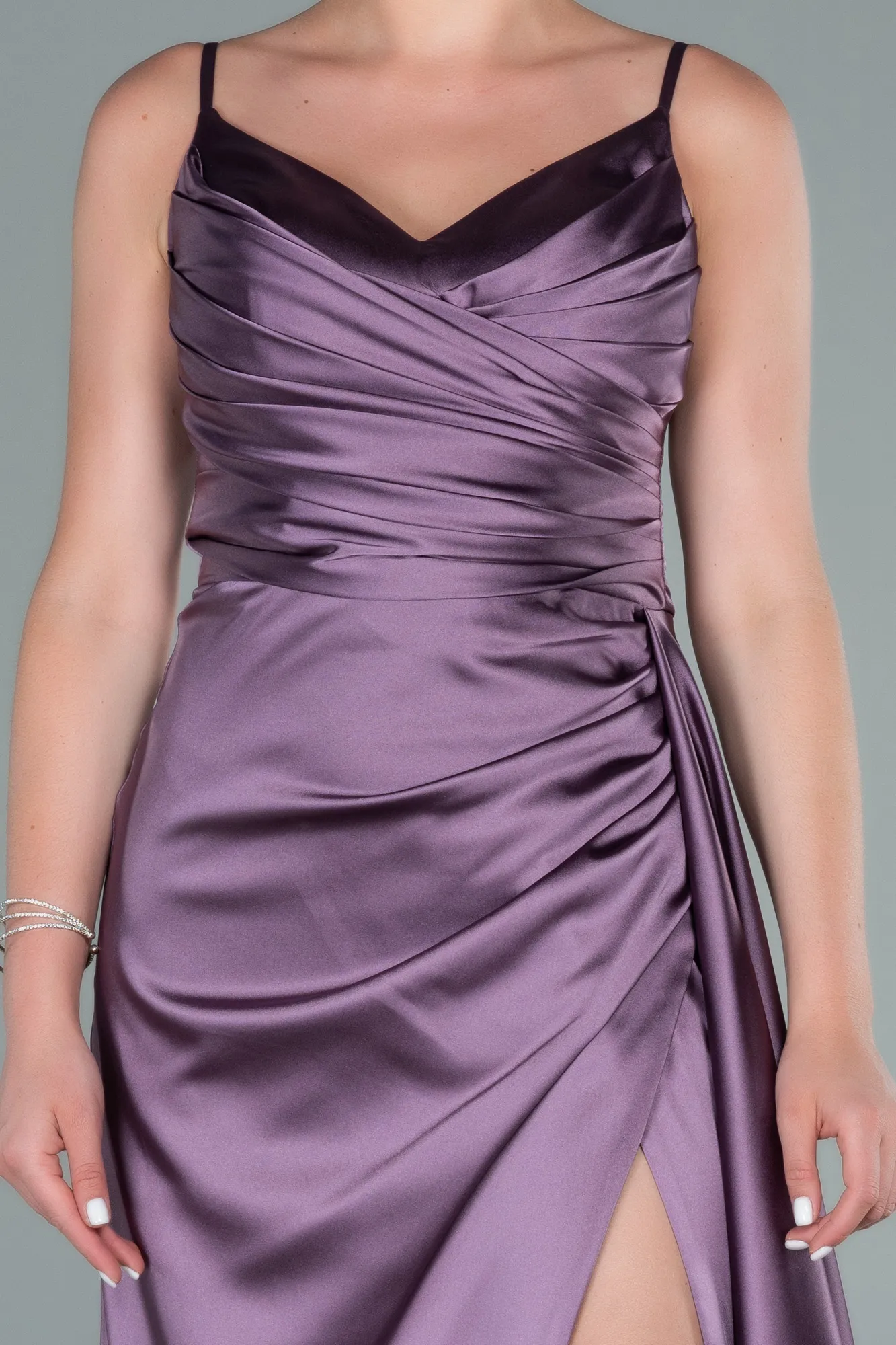 Lavender-Long Satin Prom Gown ABU2273