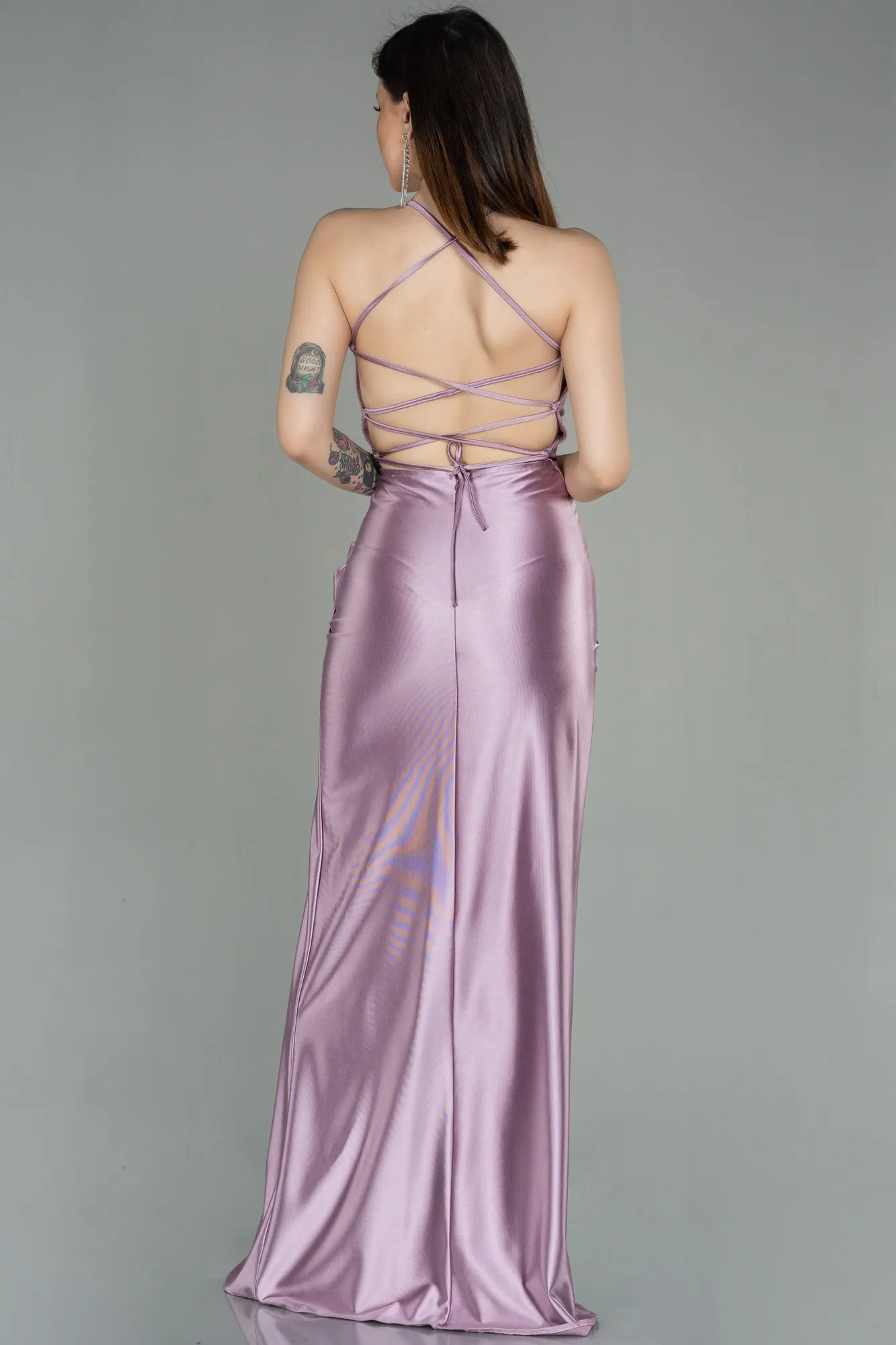 Lavender-Long Satin Prom Gown ABU2800