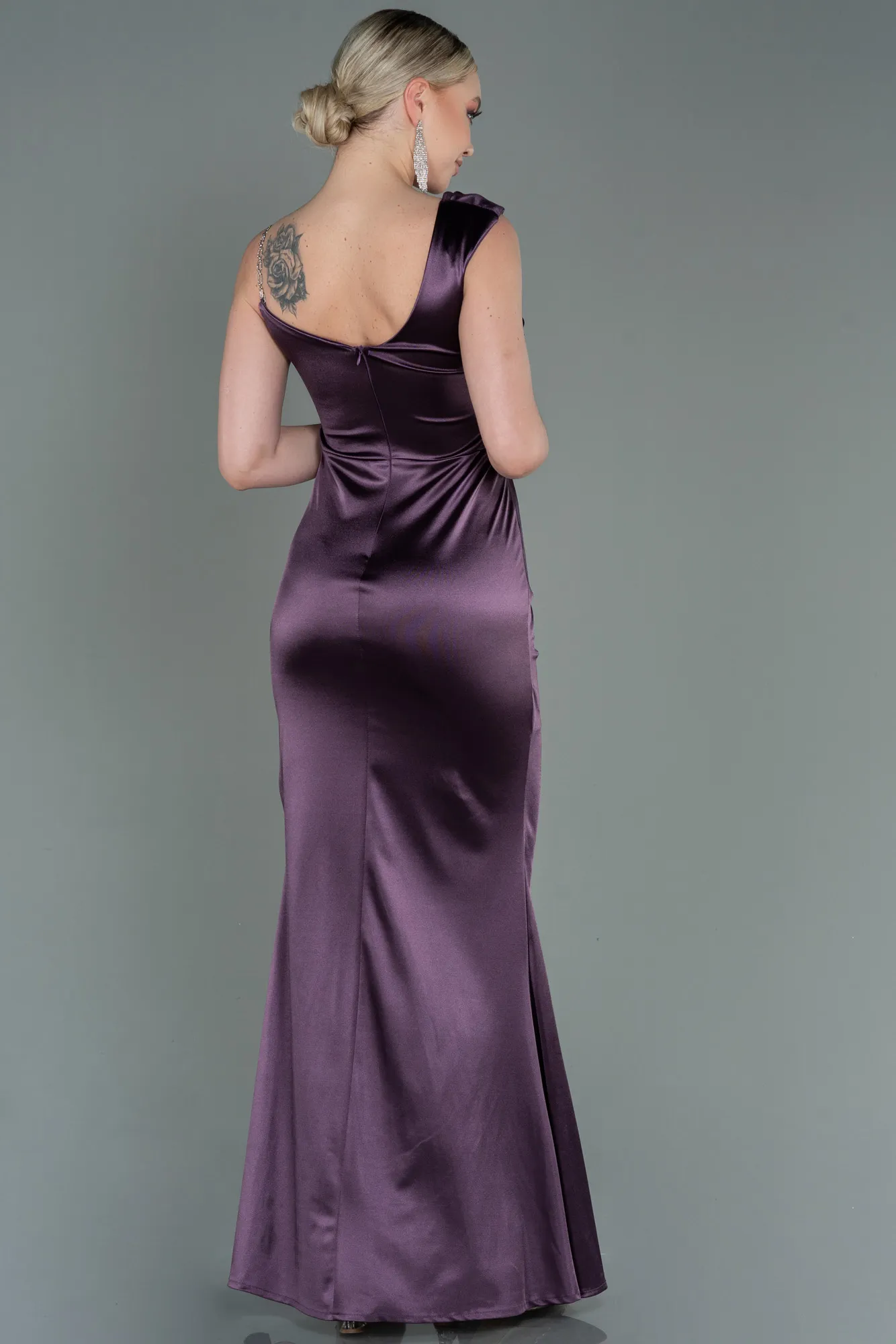 Lavender-Long Satin Prom Gown ABU3138