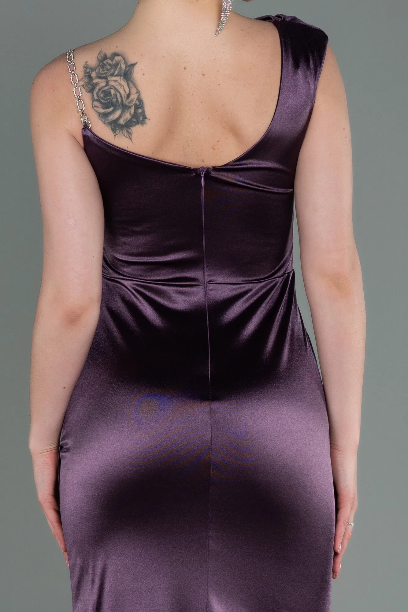 Lavender-Long Satin Prom Gown ABU3138