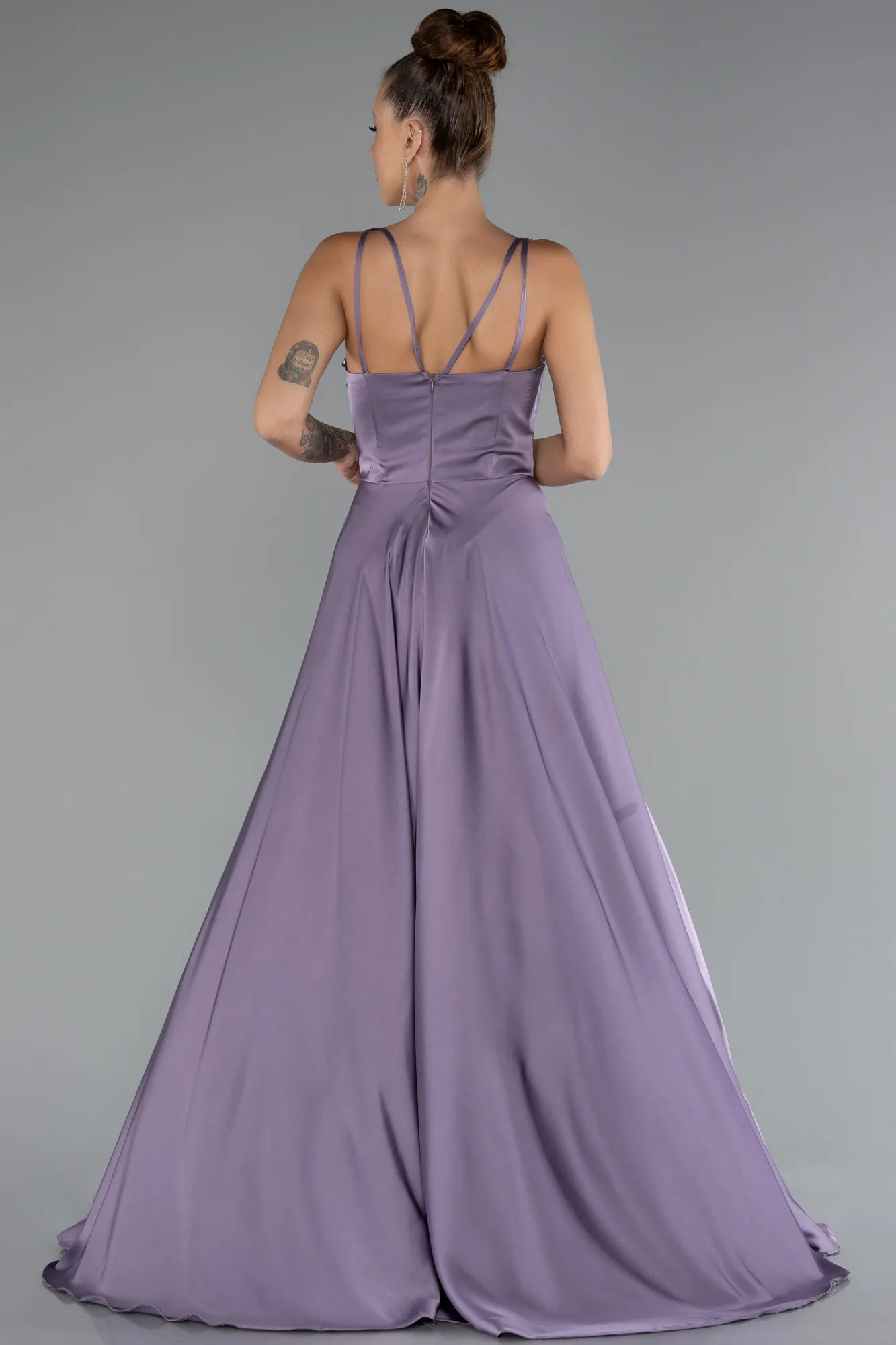 Lavender-Long Satin Prom Gown ABU5146