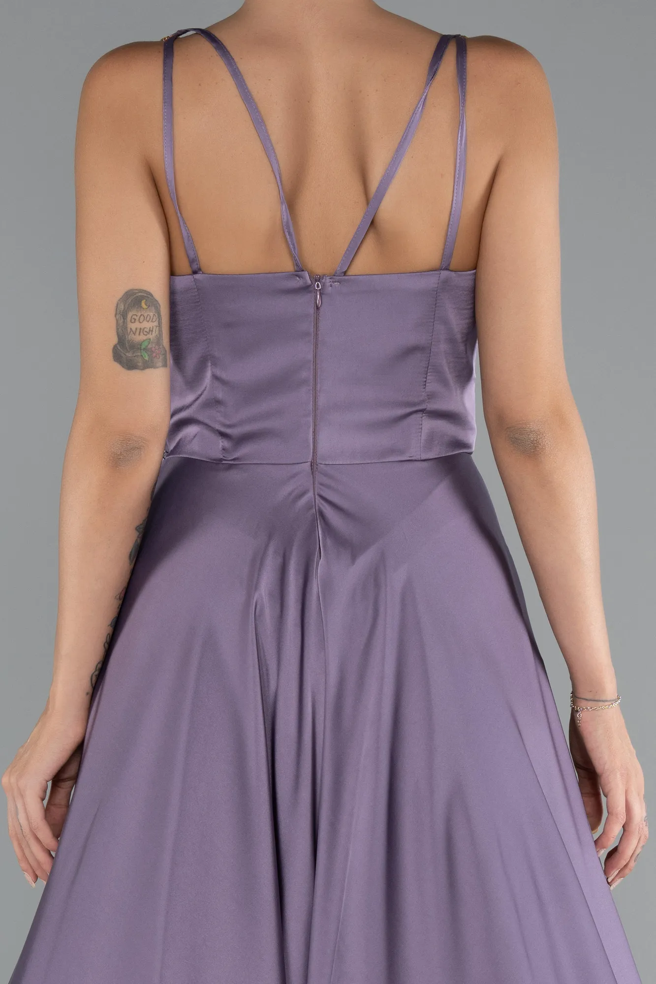 Lavender-Long Satin Prom Gown ABU5146