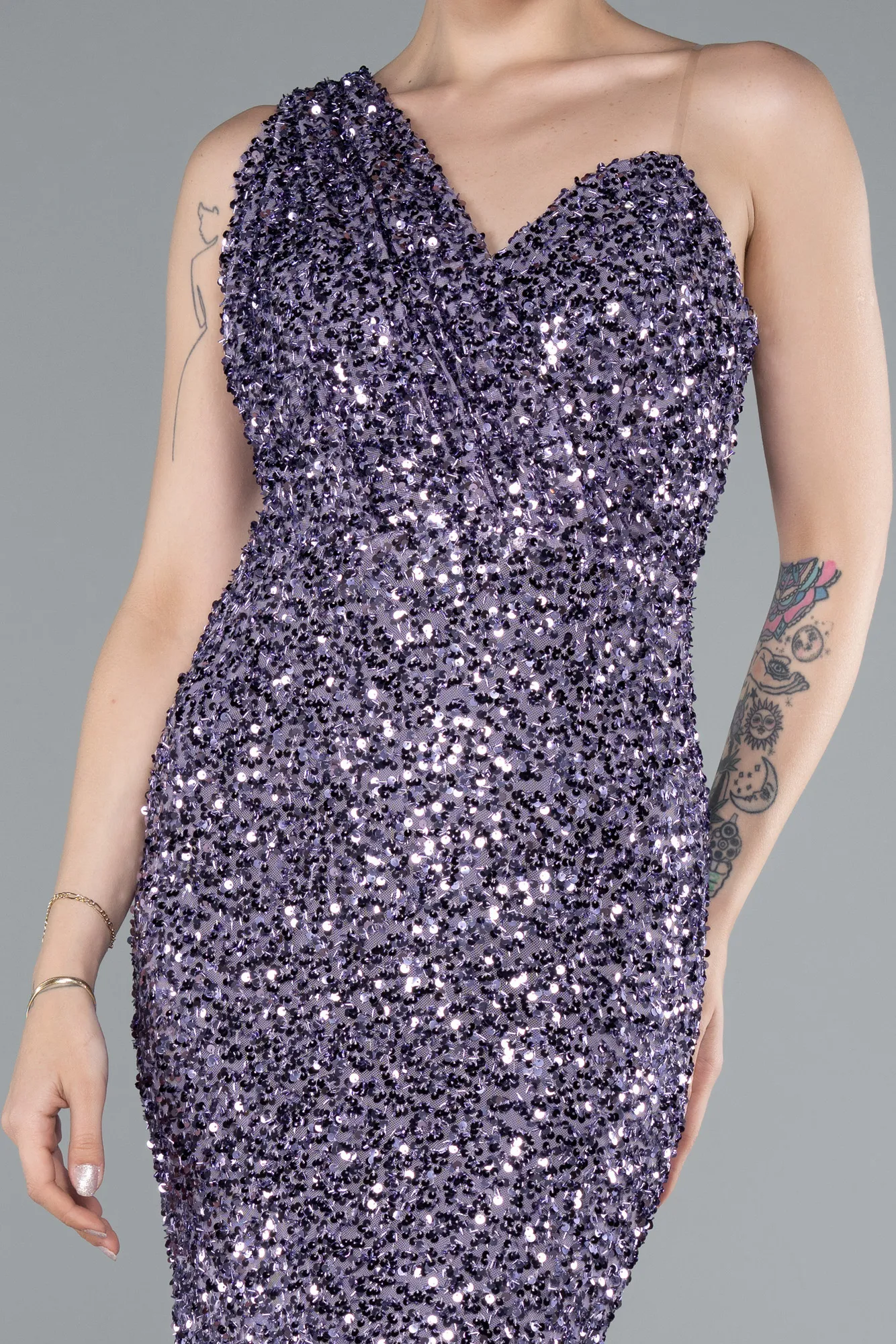 Lavender-Long Scaly Mermaid Prom Dress ABU4915