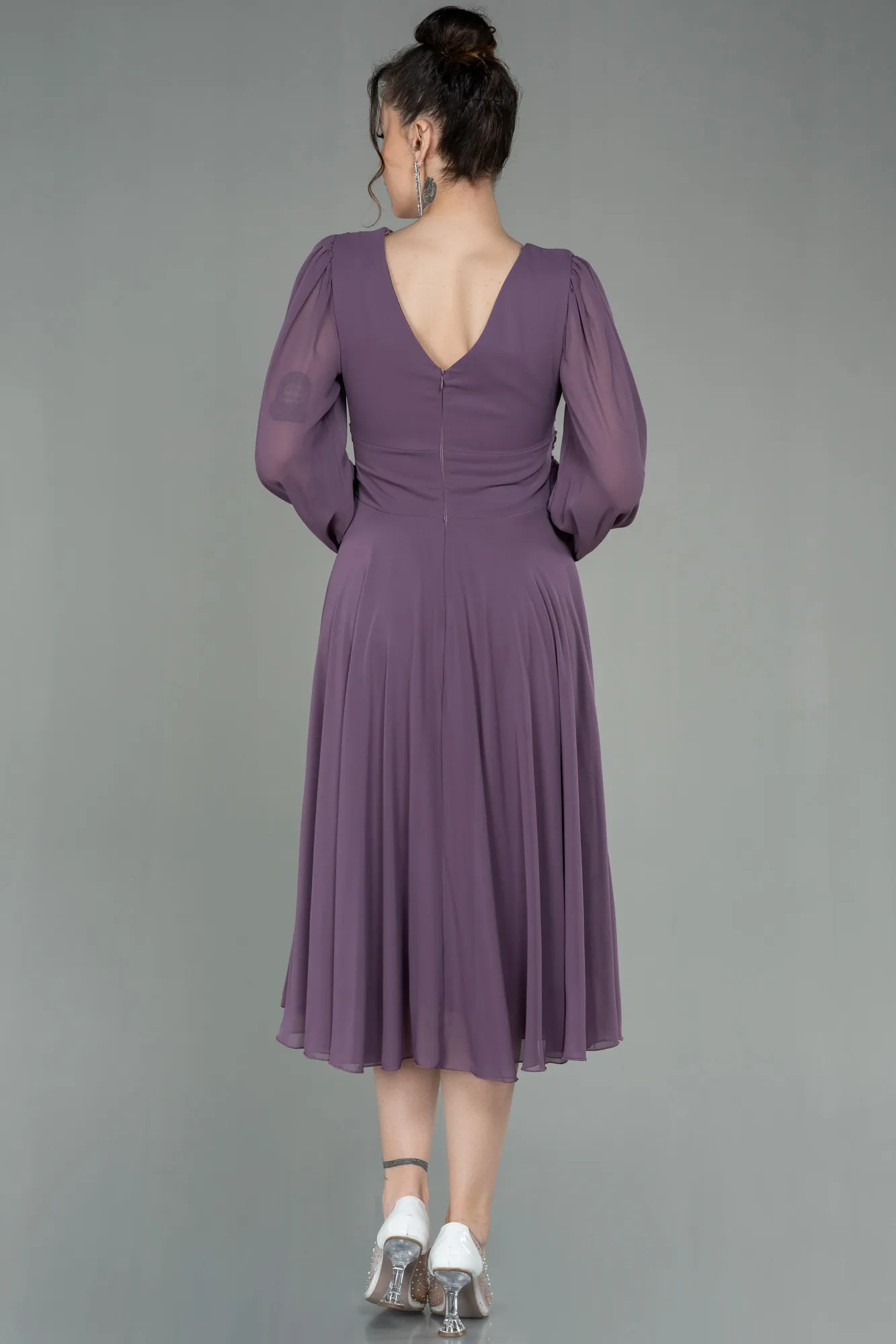 Lavender-Midi Chiffon Invitation Dress ABK1667