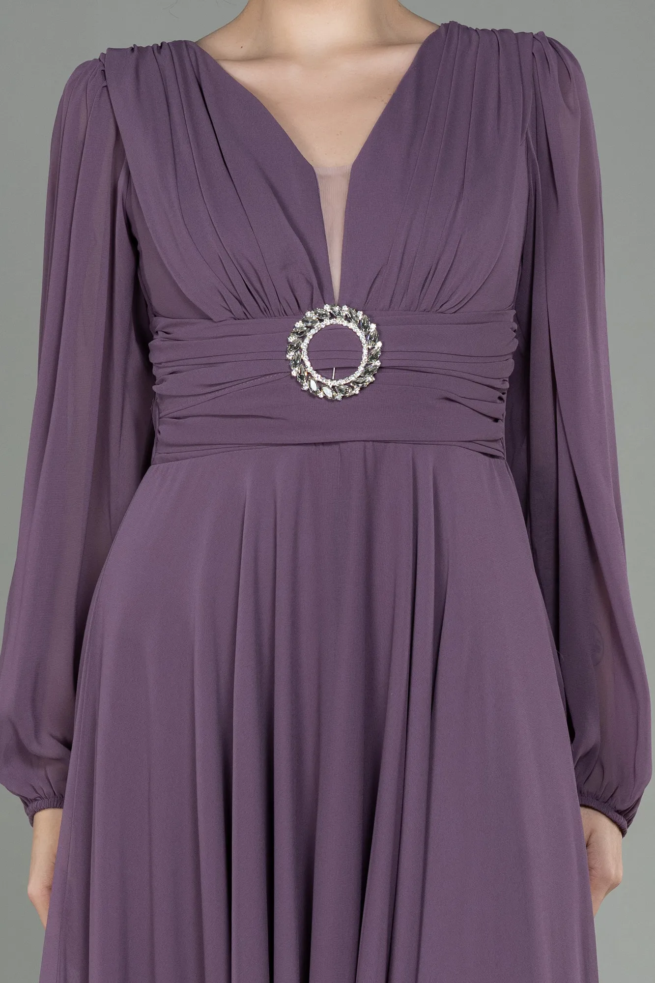 Lavender-Midi Chiffon Invitation Dress ABK1667