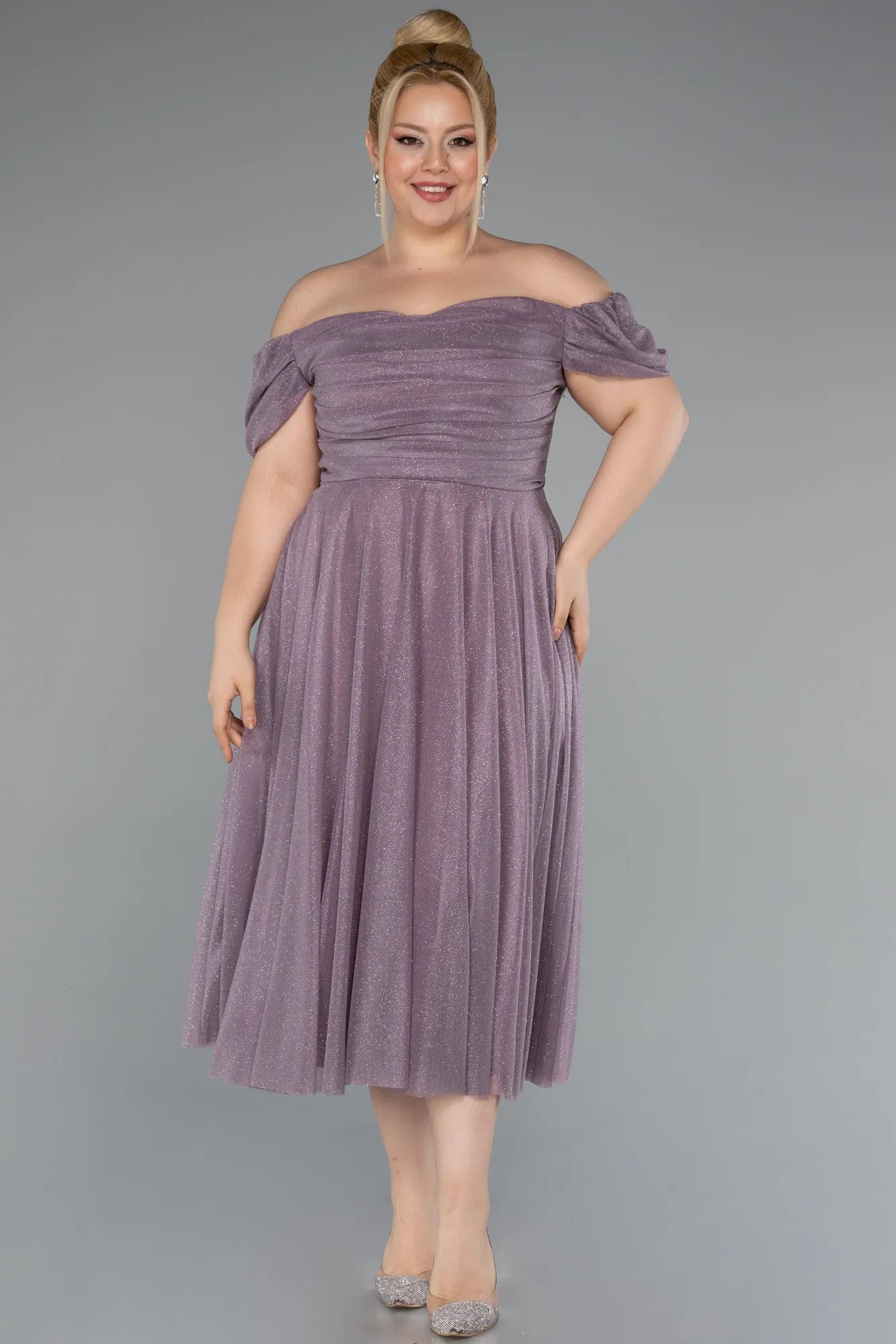 Lavender-Midi Plus Size Cocktail Dress ABK2259