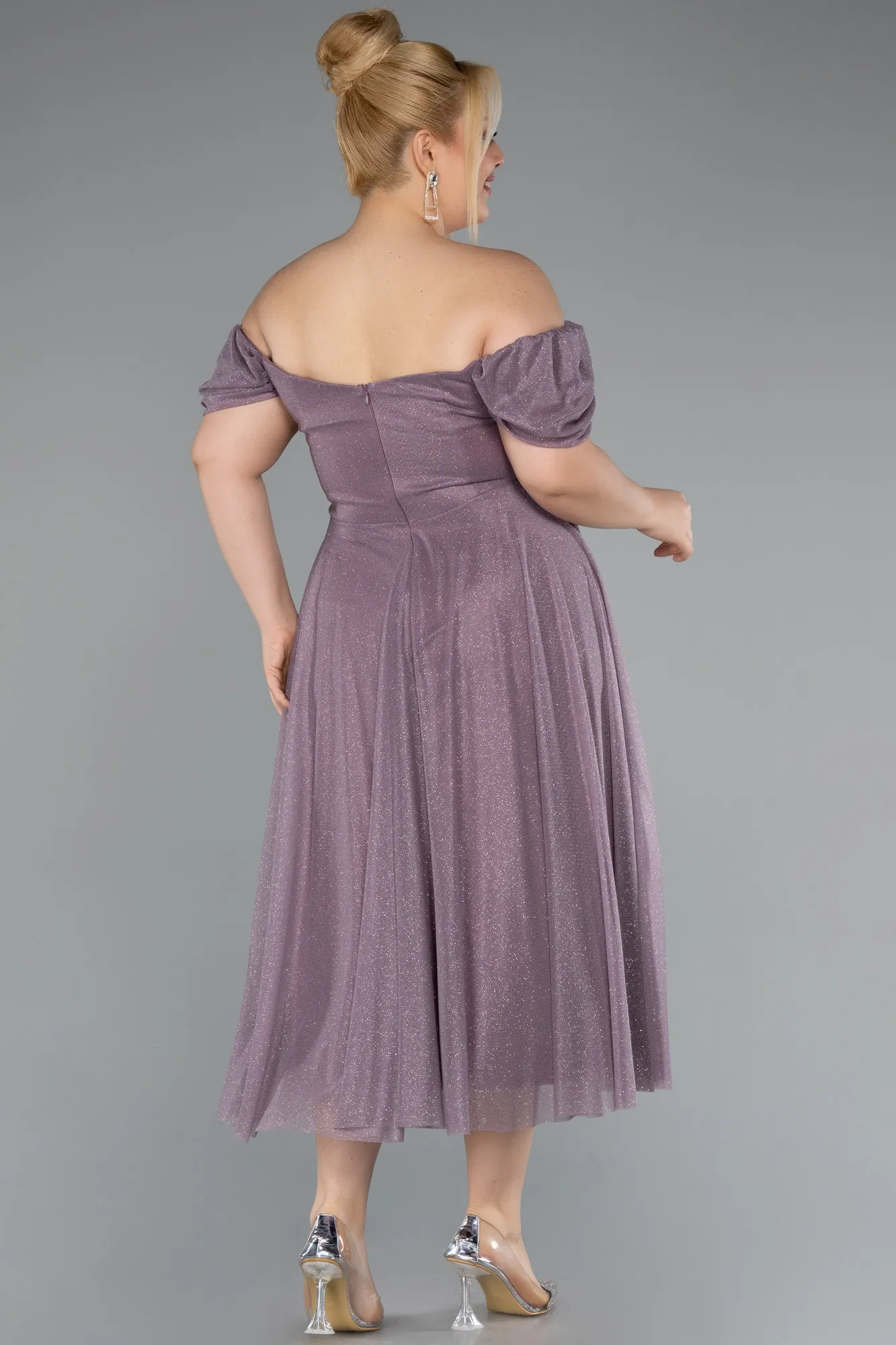 Lavender-Midi Plus Size Cocktail Dress ABK2259