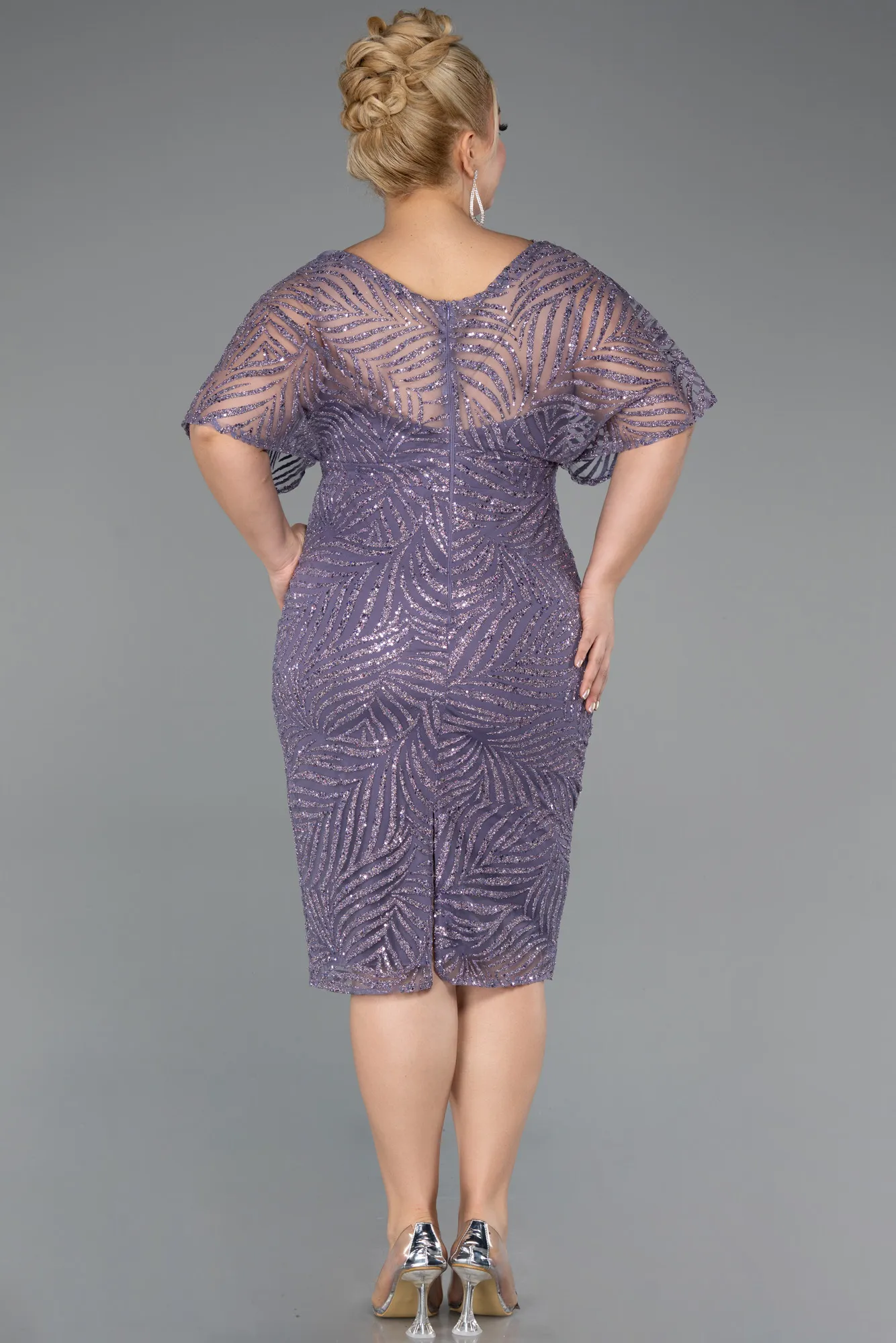 Lavender-Midi Plus Size Cocktail Dress ABK2372