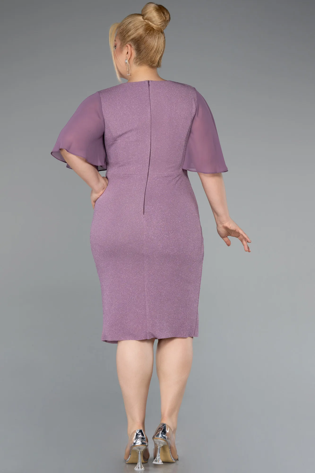Lavender-Midi Plus Size Evening Dress ABK1826