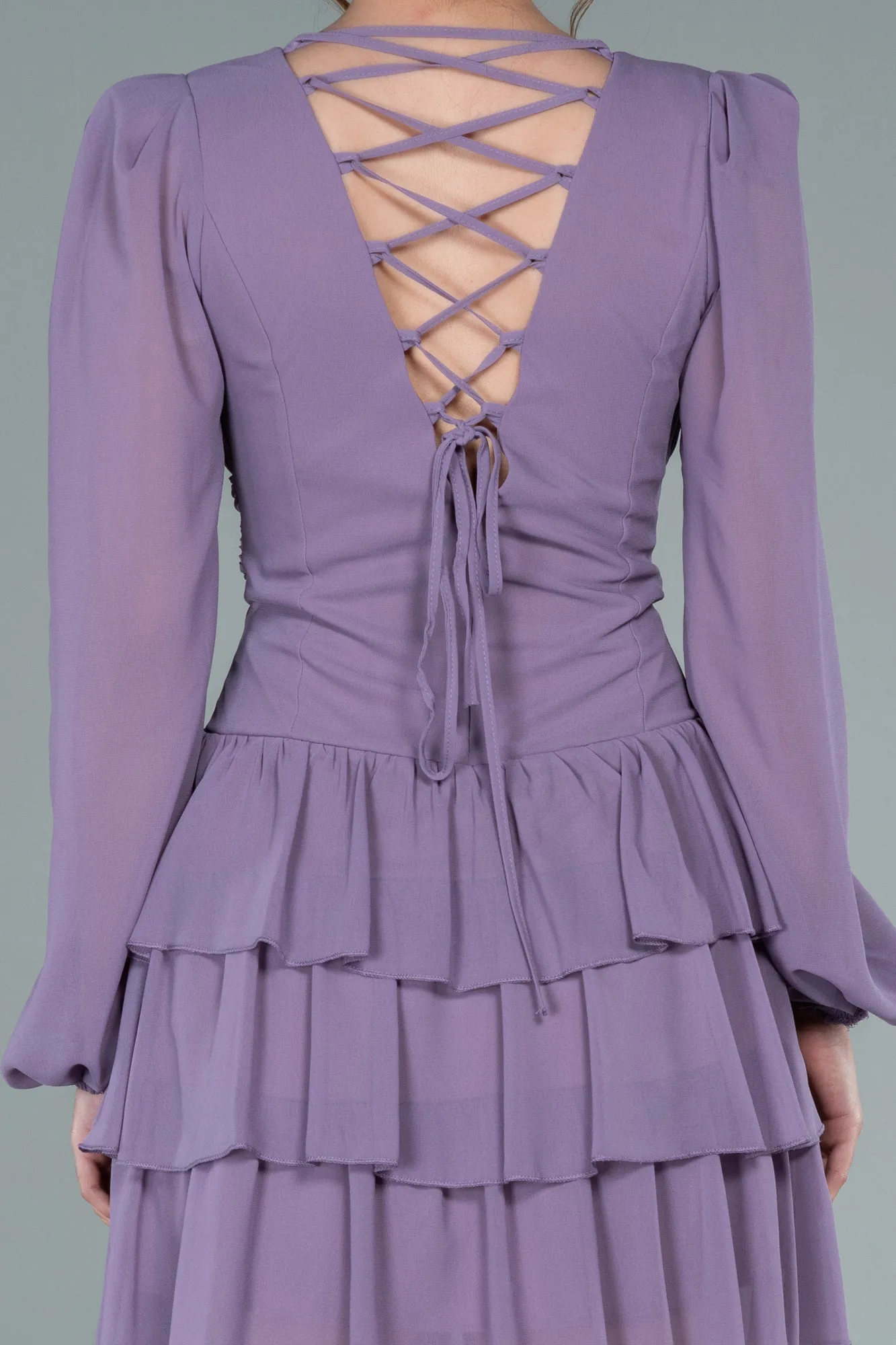 Lavender-Mini Chiffon Invitation Dress ABK1899