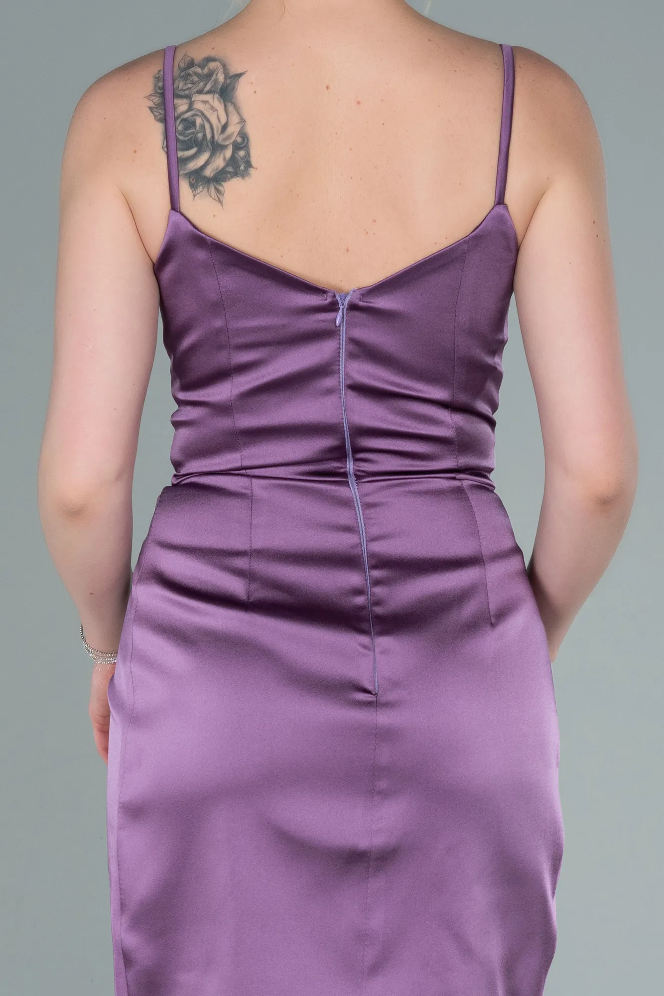 Lavender-Short Satin Invitation Dress ABK1081