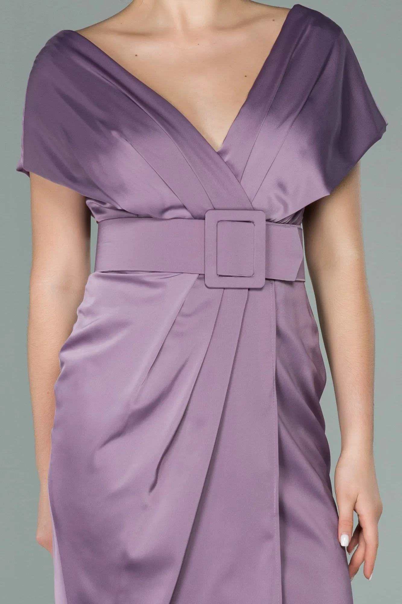 Lavender-Short Satin Invitation Dress ABK1107