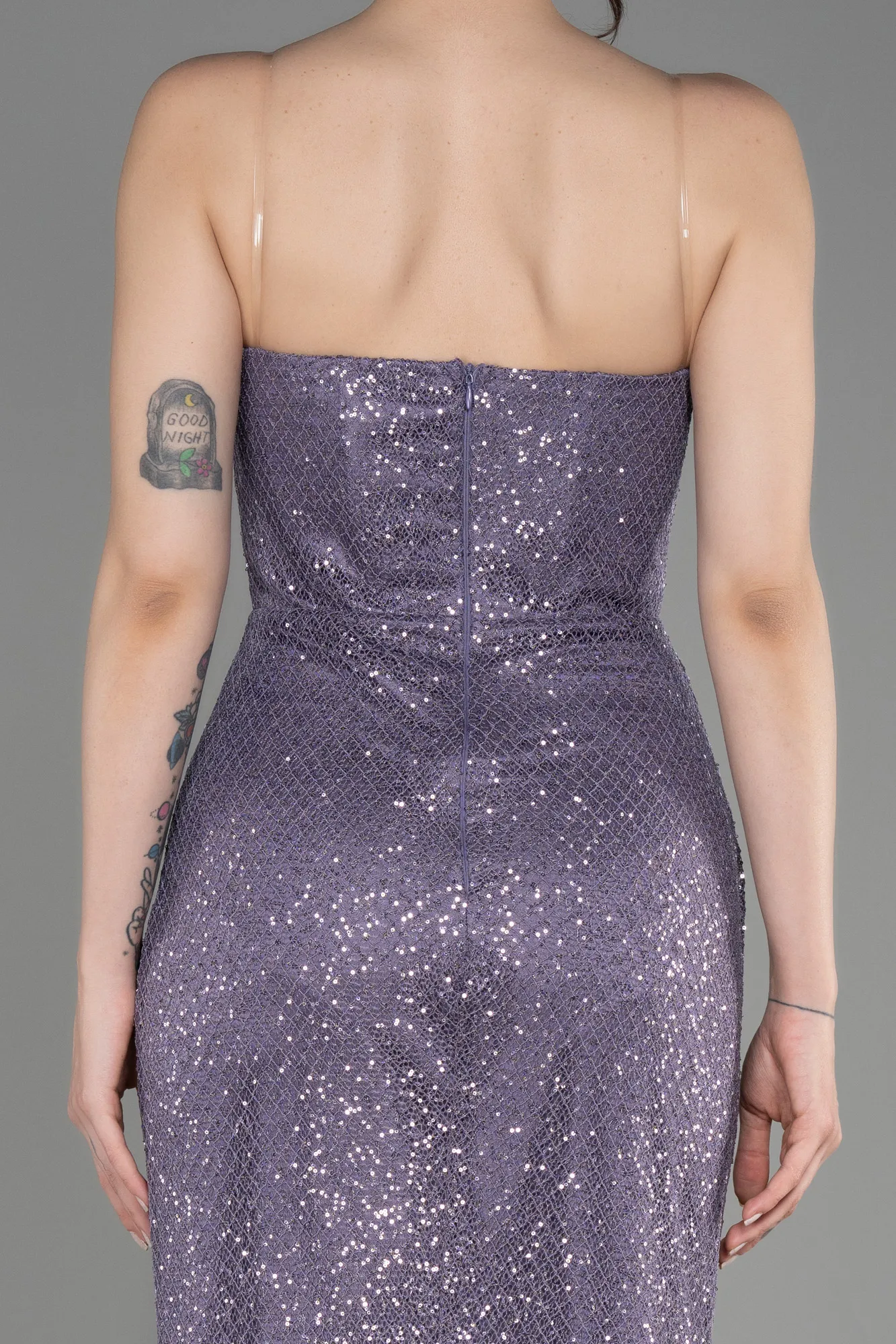 Lavender-Strapless Scaly Long Mermaid Evening Dress ABU3850