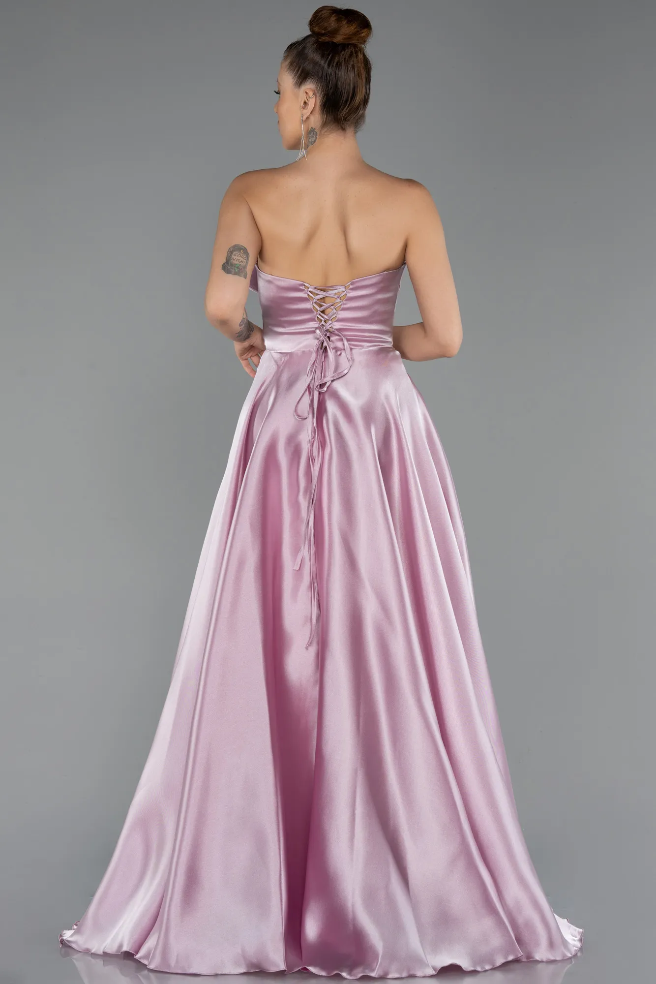 Light Lavender-Long Satin Evening Dress ABU4975
