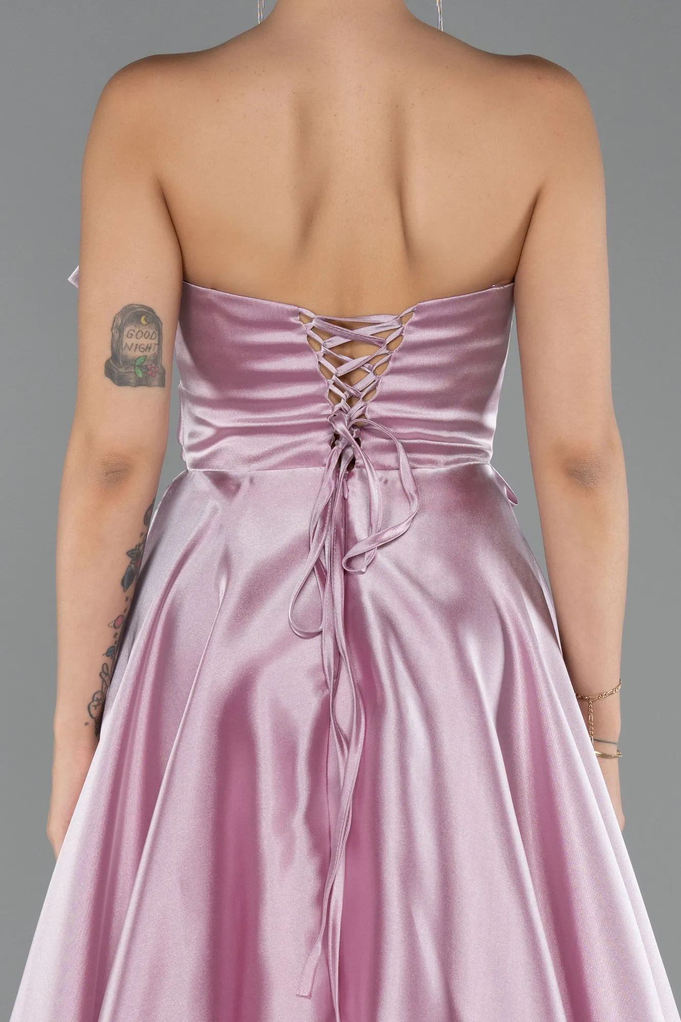 Light Lavender-Long Satin Evening Dress ABU4975