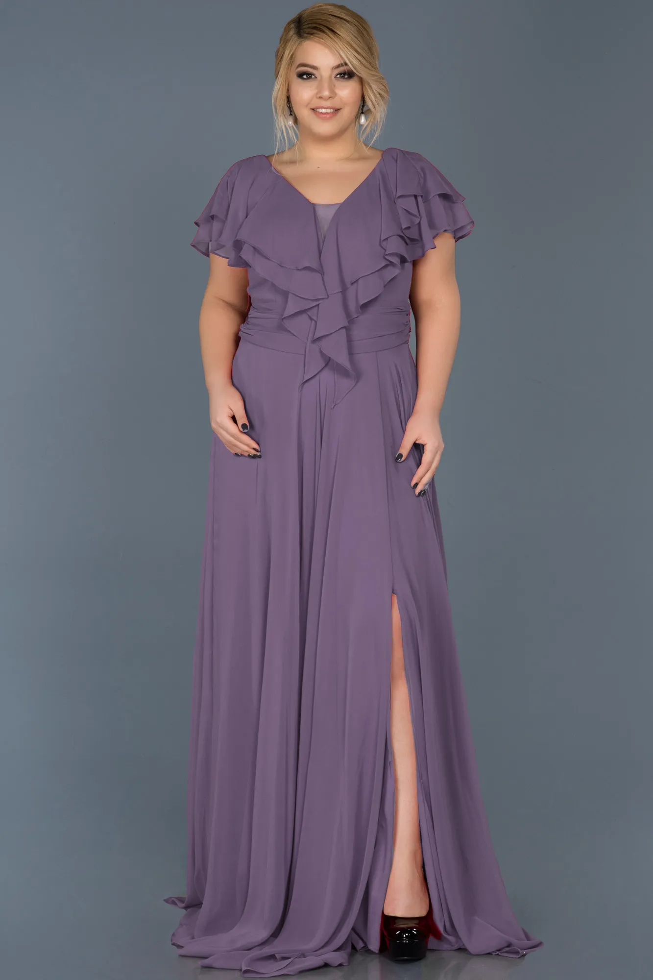 Lila-Long Plus Size Evening Dress ABU032