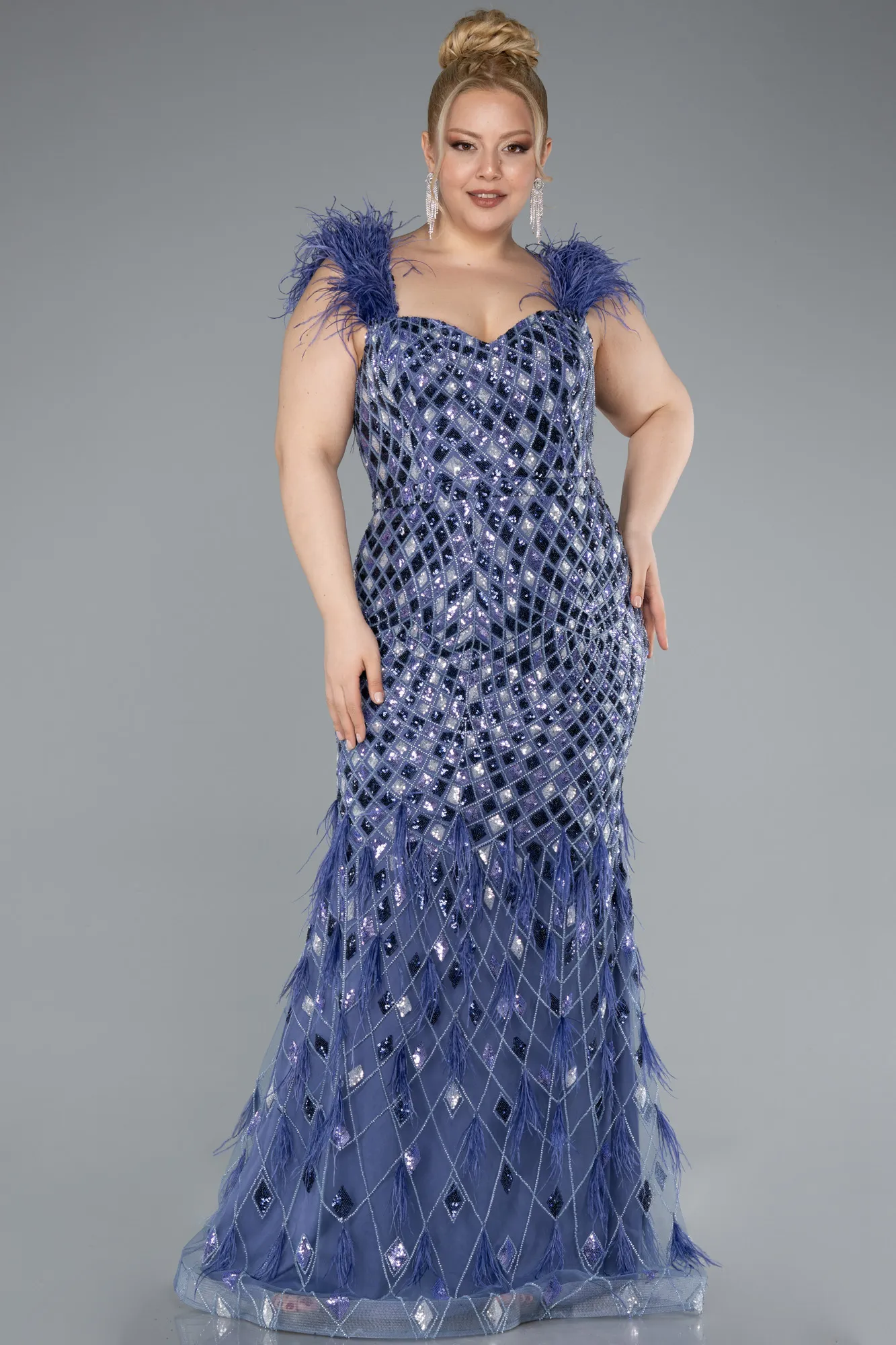 Lila-Long Plus Size Evening Dress ABU4956